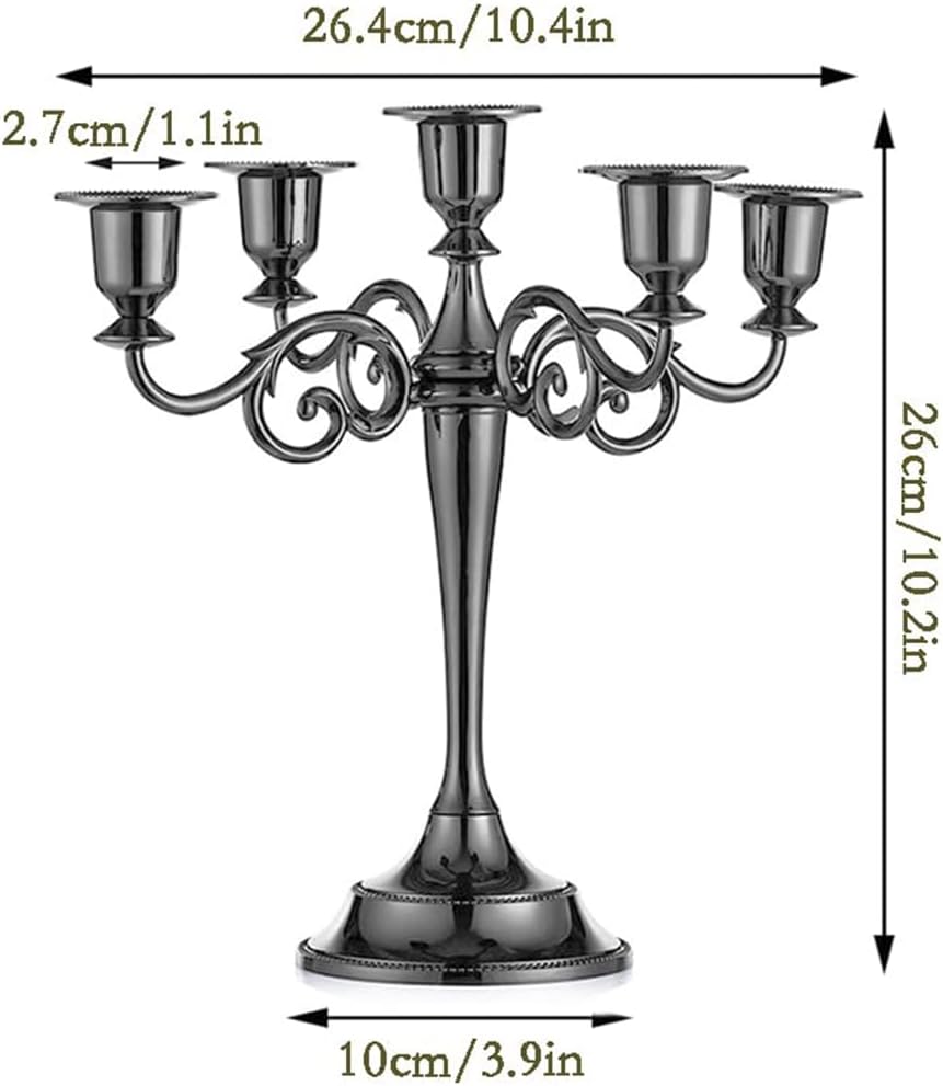 Kerzenständer Set 5-Armiger Kerzenhalter 27cm Höhe Stabkerze Dekorativer ø2,2cm Kerzenständer Schwarz