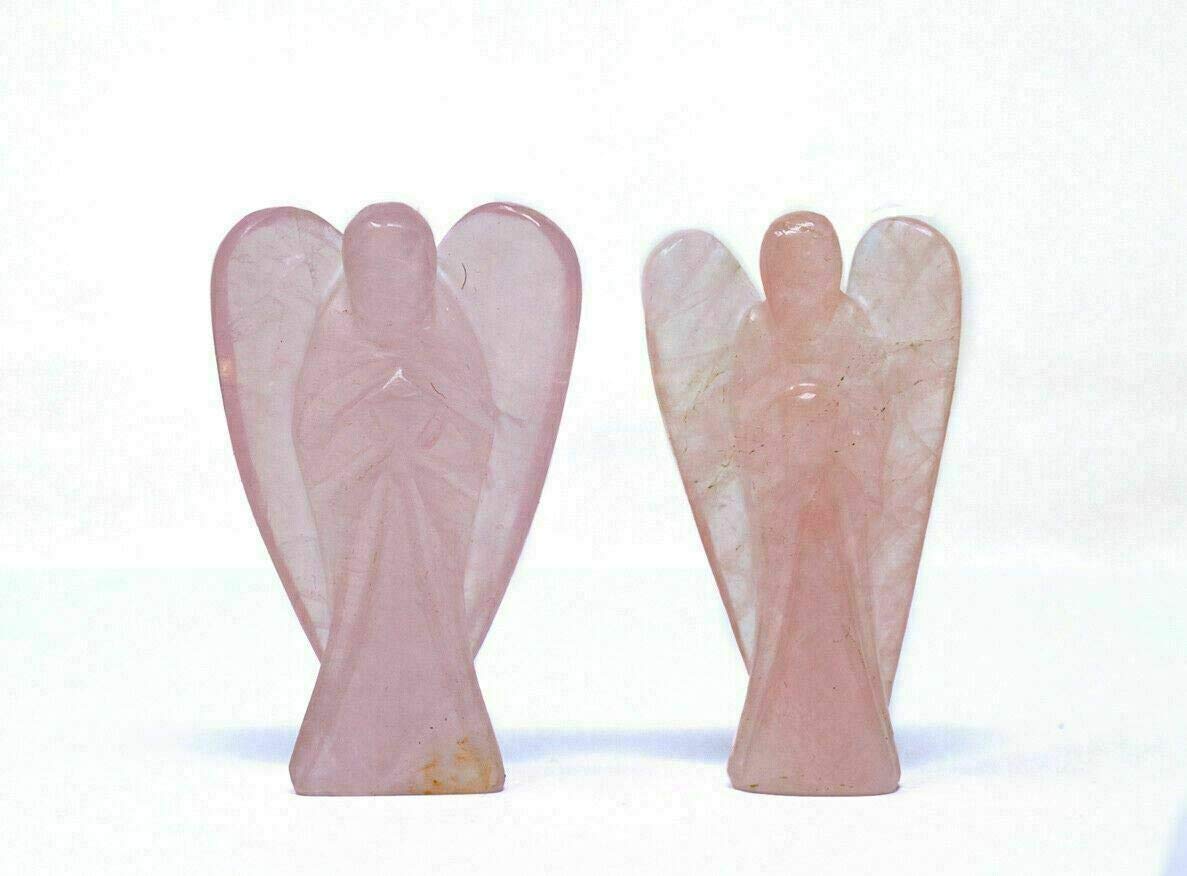 Wonder Care Pocket Guardian Angel Crystal Natural Gemstone Reiki Healing Energy Carved Statue Chakra Balance Meditation Aesthetic 1.5-2 Inch Pack of 2