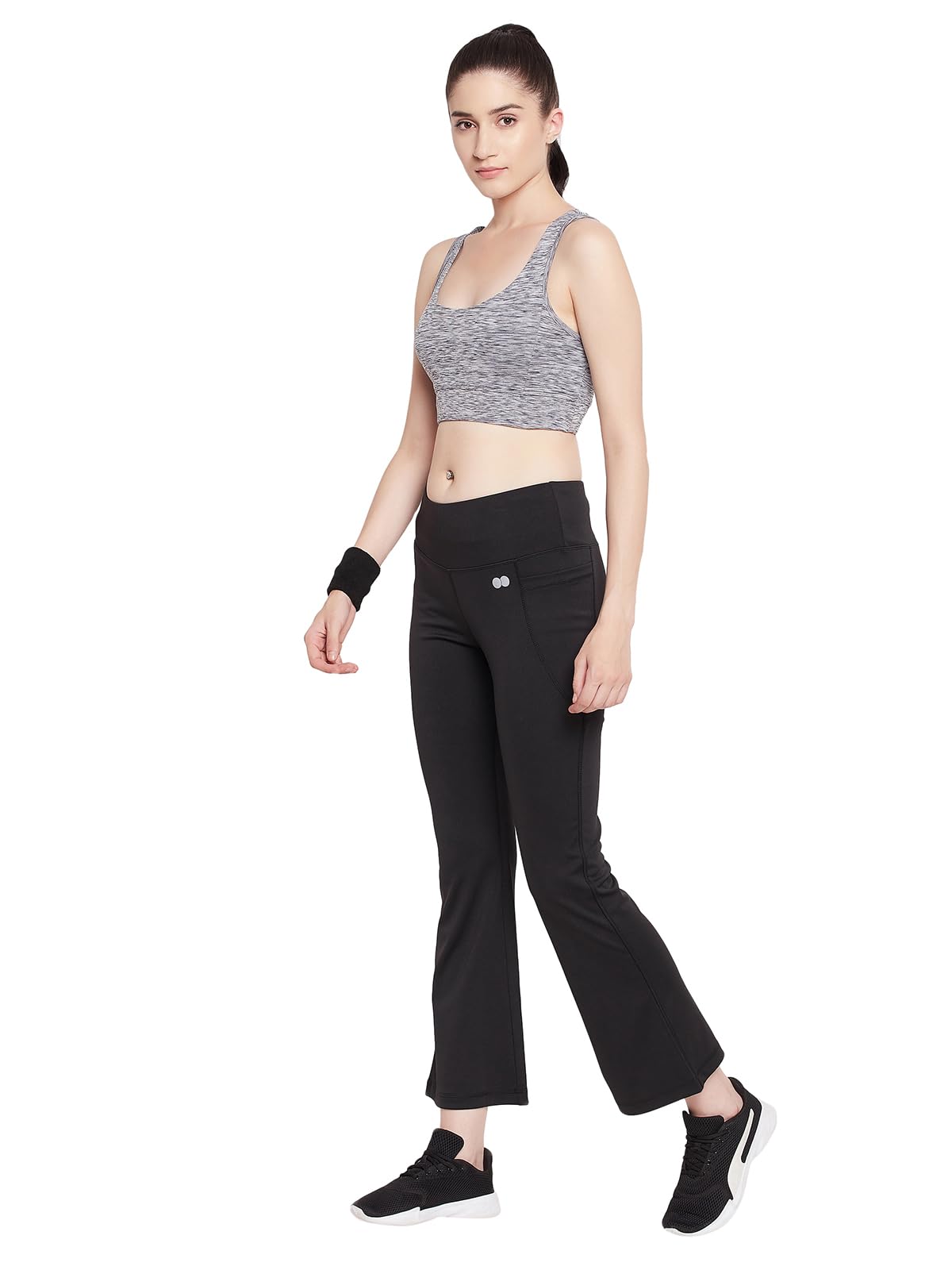 Clovia Women's Comfort Fit High Rise Yoga Pants, Track Pants, Lower, Pyjama, Polyester Lower, Lower, Comfort-Fit High Waist Flared Yoga Pants