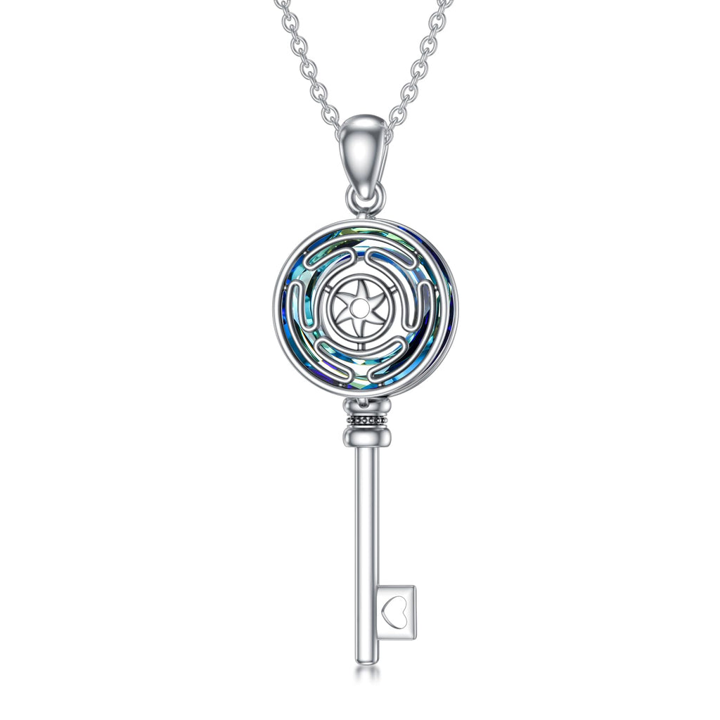 Schlüssel Amulett Halskette 925er Sterlingsilber Allah Hekate Dreifachmondgöttin Tetragrammaton Anhänger Halskette Schlüssel Wicca Heidnischer Pentagramm Schmuck Geschenke Für Frauen