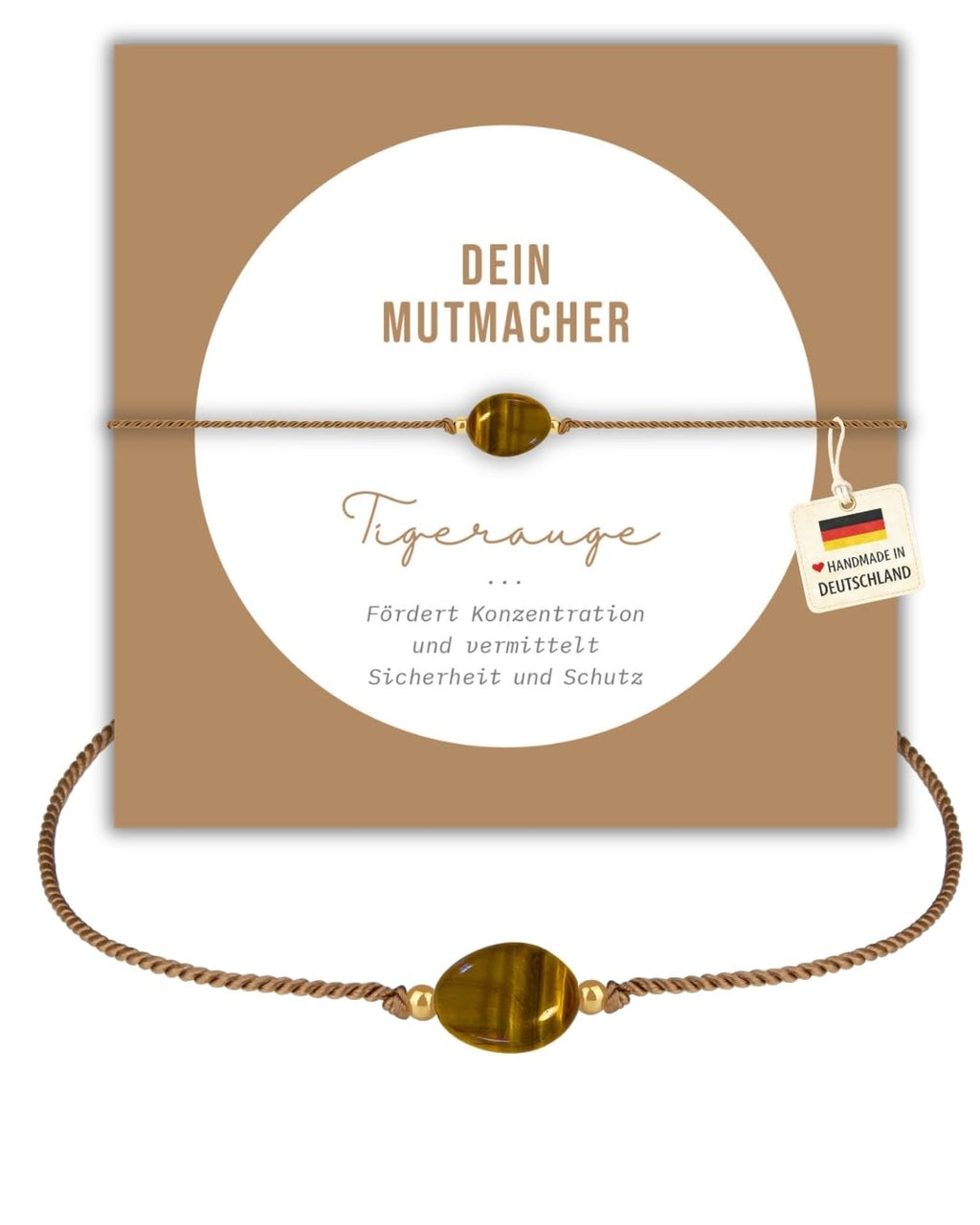 happymaker - Edelstein Armband Damen, handgefertigt in Deutschland mit Goldperlen, Geschenkkarte und Geschenkverpackung, Mutmacher Geschenk