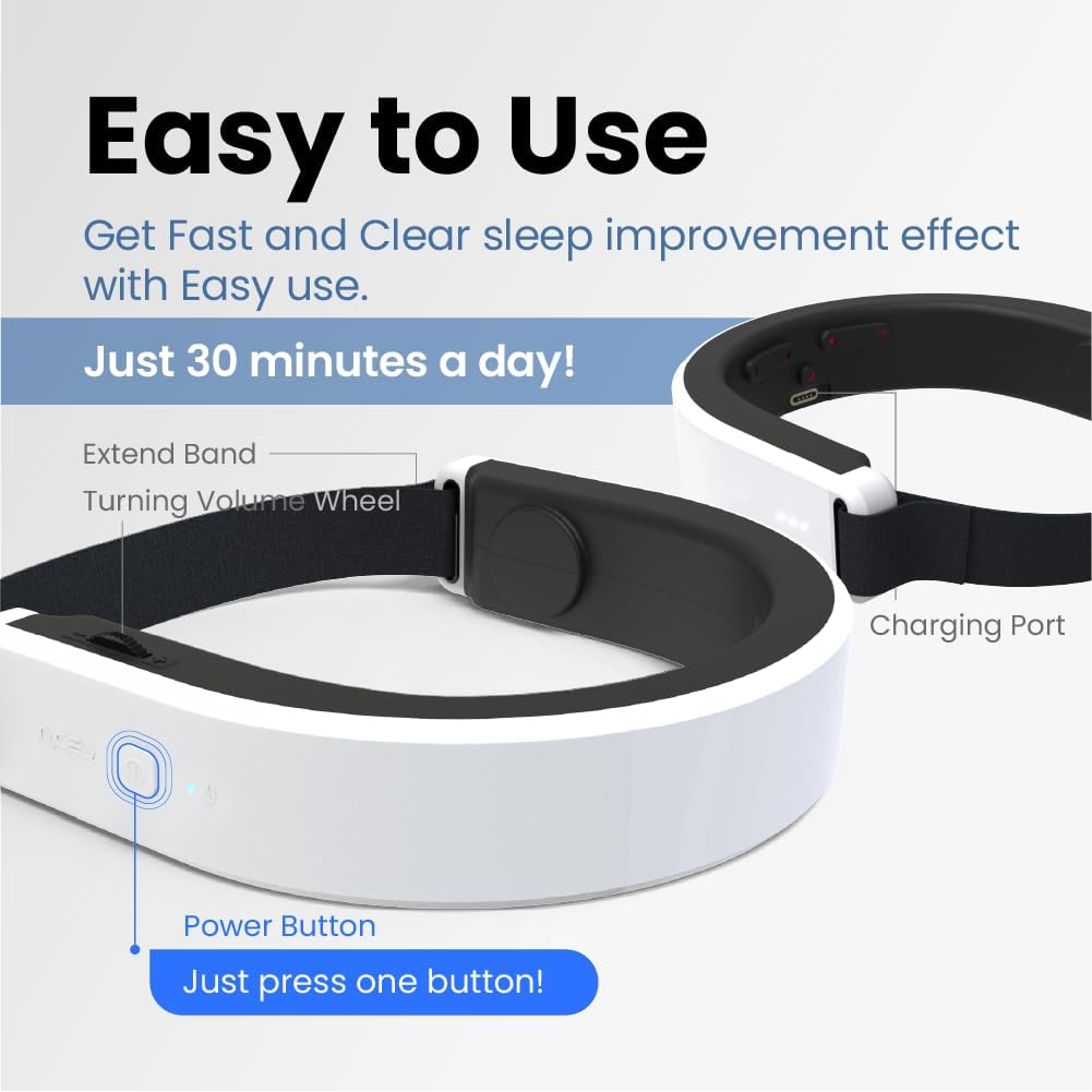 Good Sleep Headset for Relaxation & Bedtime Routine, 40Hz Gamma Light & Bone Conduction Sound Rhythmic Massager, Designed to Insomnia Relief, Promote Calm, Focus, Meditation and Mental Rest