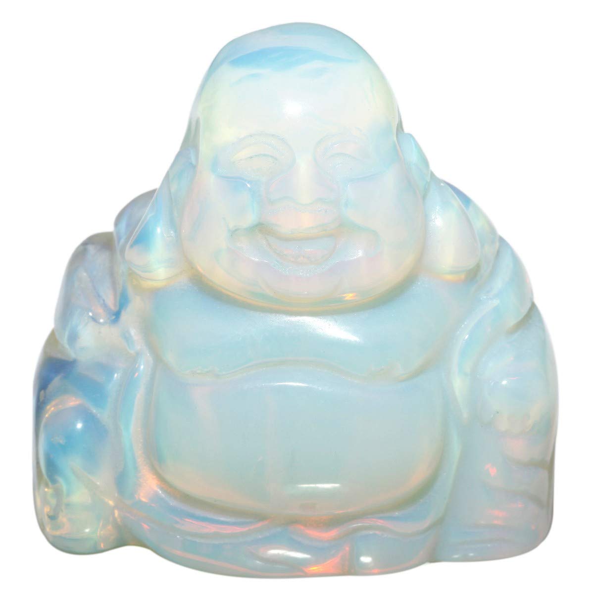 Nupuyai Green Aventurine Laughing Buddha Figure Gemstone Crystal Lucky Buddha Healing Stone Feng Shui Decoration