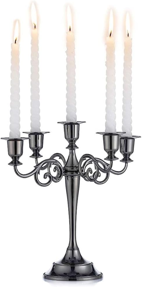 Kerzenständer Set 5-Armiger Kerzenhalter 27cm Höhe Stabkerze Dekorativer ø2,2cm Kerzenständer Schwarz