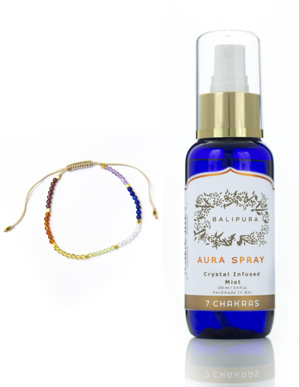 BALIPURA - Healing Crystals Auric Mixtures of Essential Oils of Lavender and Lemongrass, Black Tourmaline, Smoky Quartz and Citrine. "Protection" Aura Mist Handmade in Bali, 100 ml