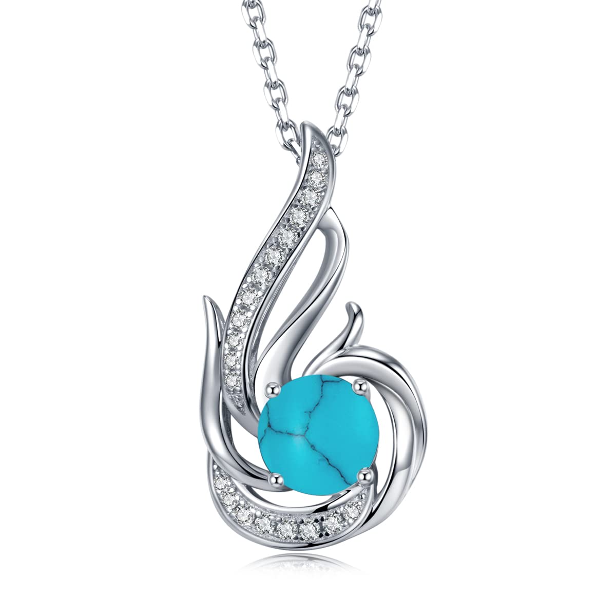 Sterling Silber Geburtsstein Halskette für Frauen erstellt oder echte Edelstein Phoenix Halsketten Geburtstag Jubiläum Schmuck Geschenke für Frauen Mädchen Mama, justierbare Kette