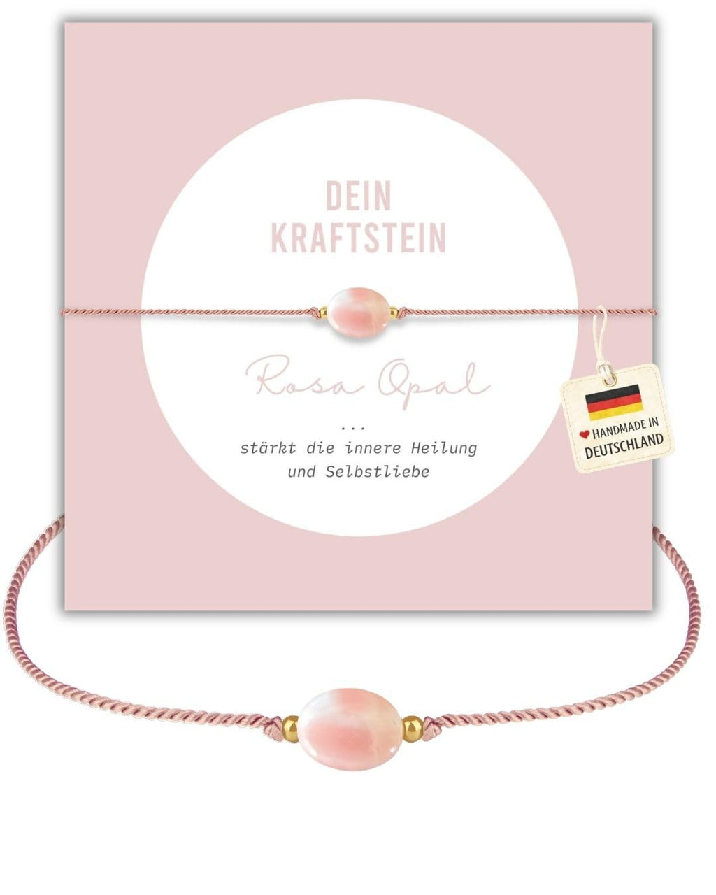 happymaker - Edelstein Armband Damen, handgefertigt in Deutschland mit Goldperlen, Geschenkkarte und Geschenkverpackung, Mutmacher Geschenk