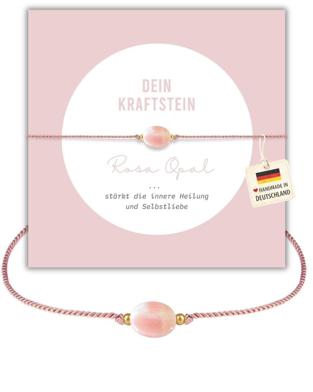 happymaker - Edelstein Armband Damen, handgefertigt in Deutschland mit Goldperlen, Geschenkkarte und Geschenkverpackung, Mutmacher Geschenk