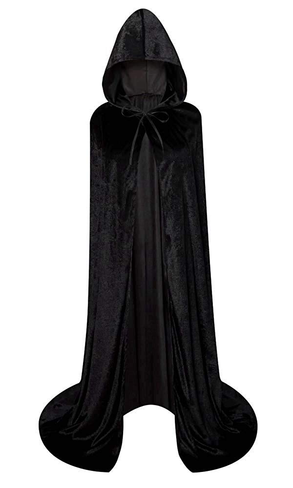 LHJ Unisex Full Length Hooded Robe Cloak Long Velvet Cape Cosplay Costume