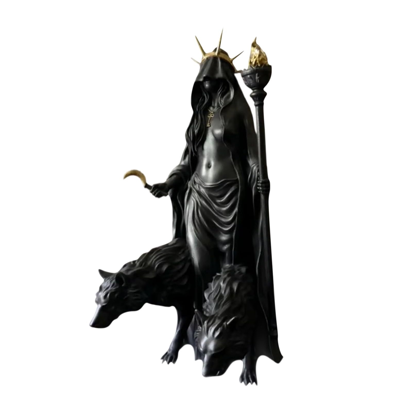 Generisch Hekate Niktipolos, the Witch of the Night, Underworld Hekate Phōsphoros Light Charm or Morning Star Statue, Hecate Greek Goddess with Her Dogs with Magic Resin Sculpture (#A)