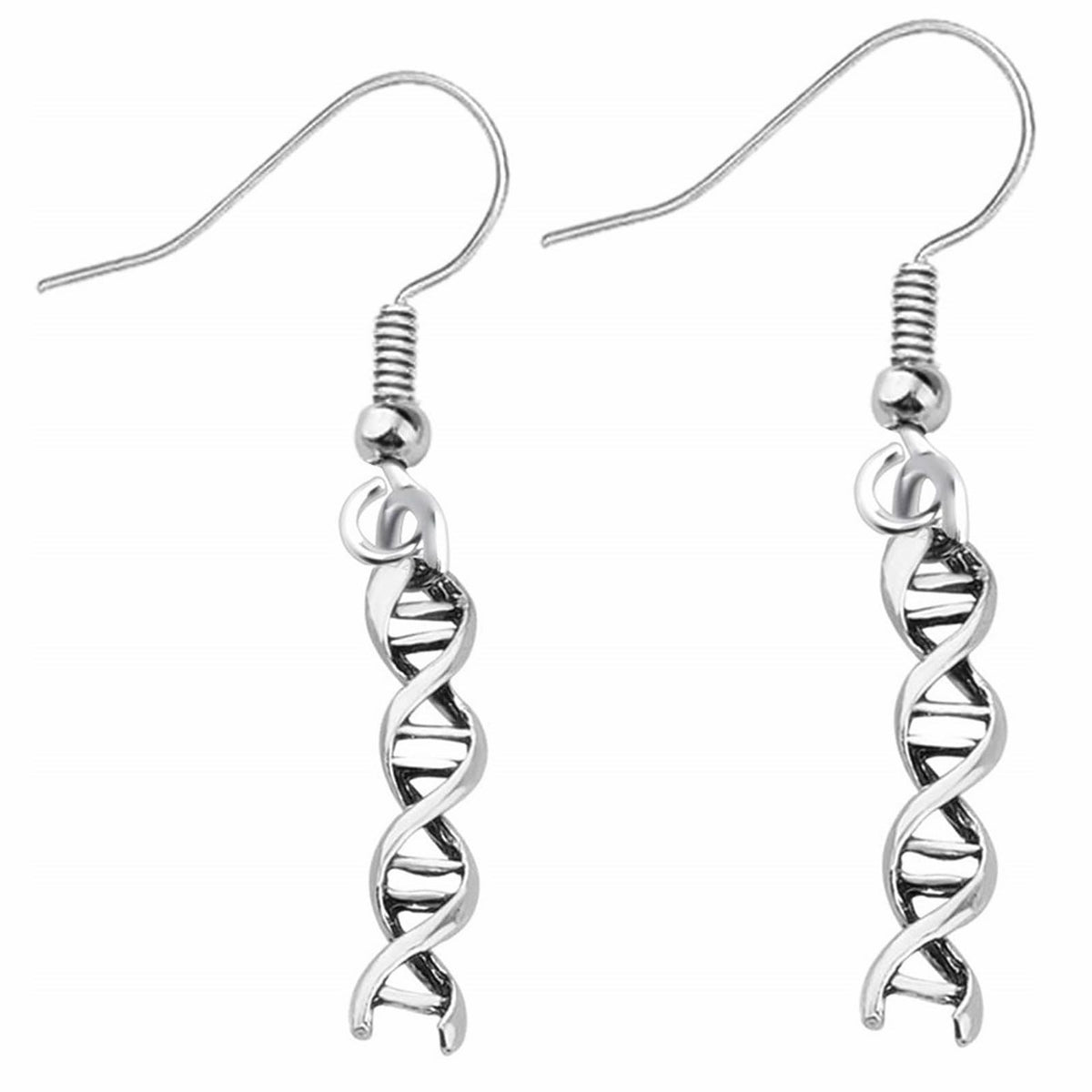 DNA Double Helix Chemistry Pendant Necklace Gold Silver Plated Unique Elegant 3D Spiral Science Biology Molecule Medical Lab Lightweight Chain Necklace for Women Science Lovers Jewelry Gifts
