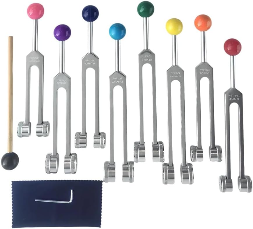 Tagtight Chakra-Stimmgabel-Set Zur Heilung, Stimmgabeln Neurologie Tuning Fork Medical mit Stimmgabel-Aktivator Zur Heilung, Klangtherapie, Körperpflege, Geist und Seele