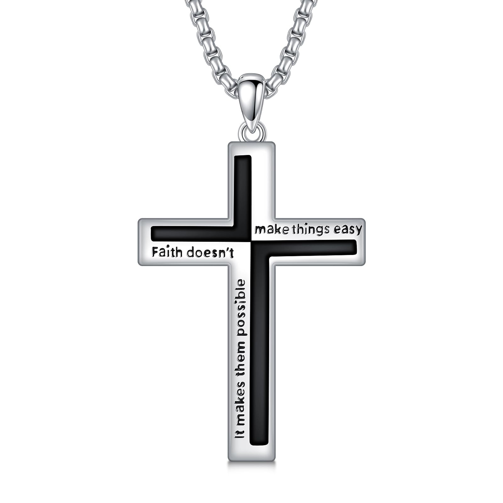 ROMANTICWORK Kreuz Kette 925 Sterling Silber Kreuz Halskette Kreuz Anhänger Christlicher Religiöser Gotischer Kreuz Schmuck Geschenke für Herren Männer Damen