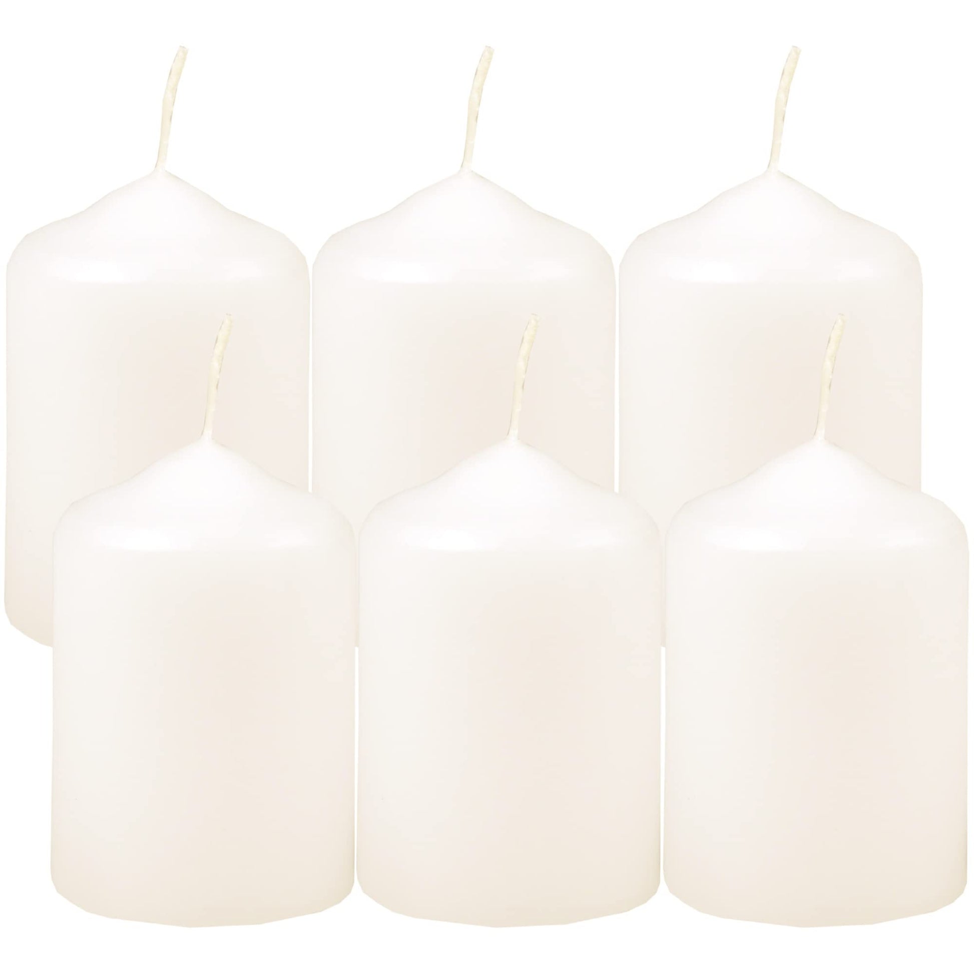Wax Candles, Pillar Candles, Black, Tea Light Diameter 4 cm x height 6 cm (Pack of 6), Available in Many Colours - Made in the EU - Candles Block Candles - Wax