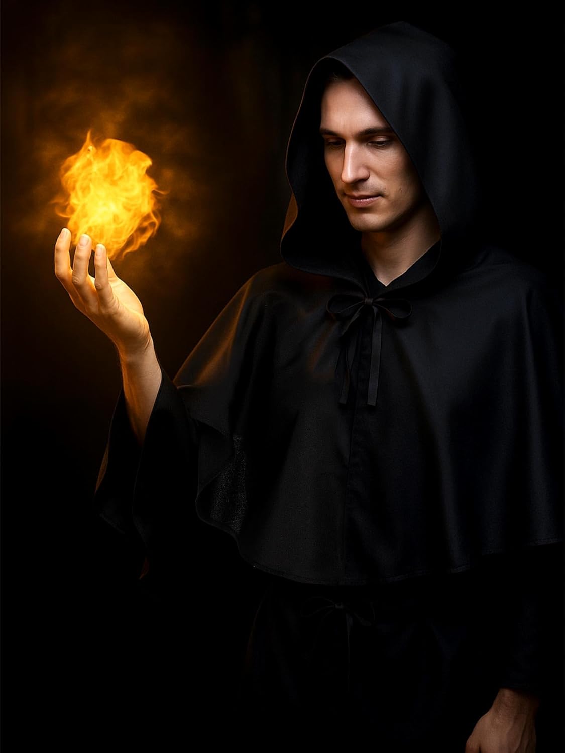 Fourluoo 2 Pcs Medieval Grim Cowl Cloak Hat Wicca Pagan Hood Viking Cape Hooded Cosplay Costumes Poncho