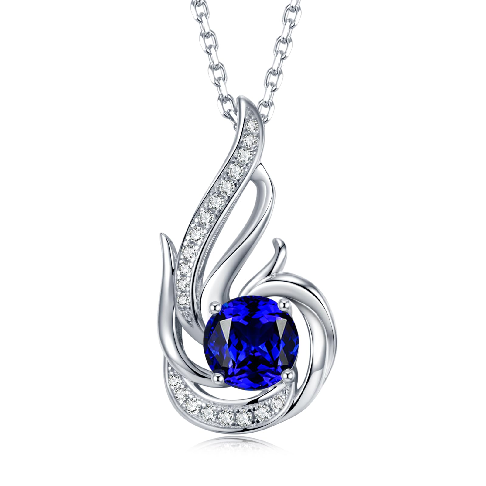 Sterling Silber Geburtsstein Halskette für Frauen erstellt oder echte Edelstein Phoenix Halsketten Geburtstag Jubiläum Schmuck Geschenke für Frauen Mädchen Mama, justierbare Kette