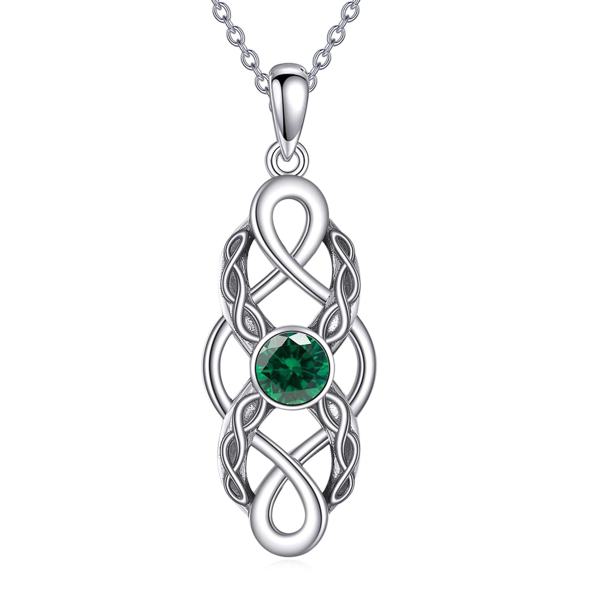 CUPENDA Keltischer Knoten Geburtsstein Halskette Sterling Silber Irische Keltische Anhänger Halskette Glücksschmuck für Frauen
