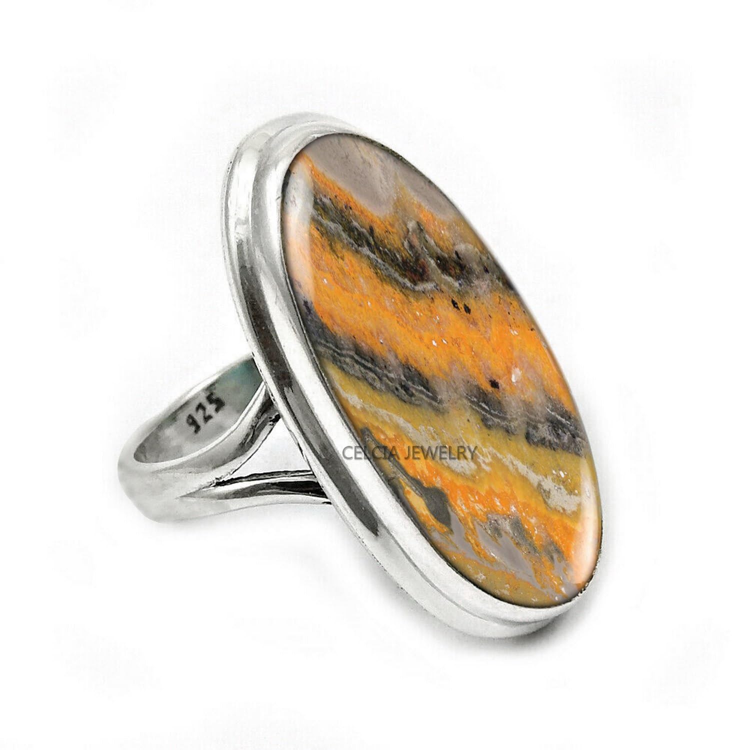 Large Oval Gemstone Handmade Jewellery, 925 Sterling Silver Tribal Ring, Engagement Gifts for Couples, Birthday Gifts for Men, Fathers Day Gifts, Promise Ring, Men's Gifts (Size 7.5, Charoite)