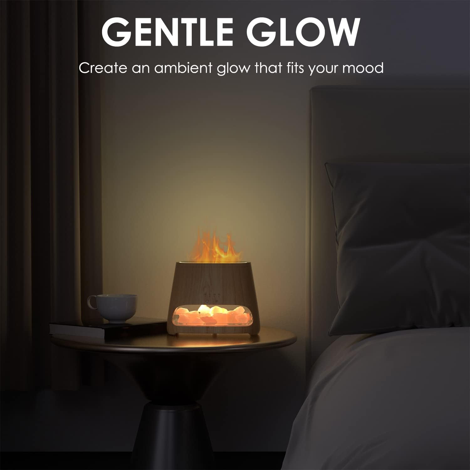 SALKING 2-in-1 Aroma Diffuser & Salt Range Pakistan Light, Flame Effect Diffuser for Essential Oils, Diffuser Cooler Mist Humidifier with 3 Brightness, 150 ml