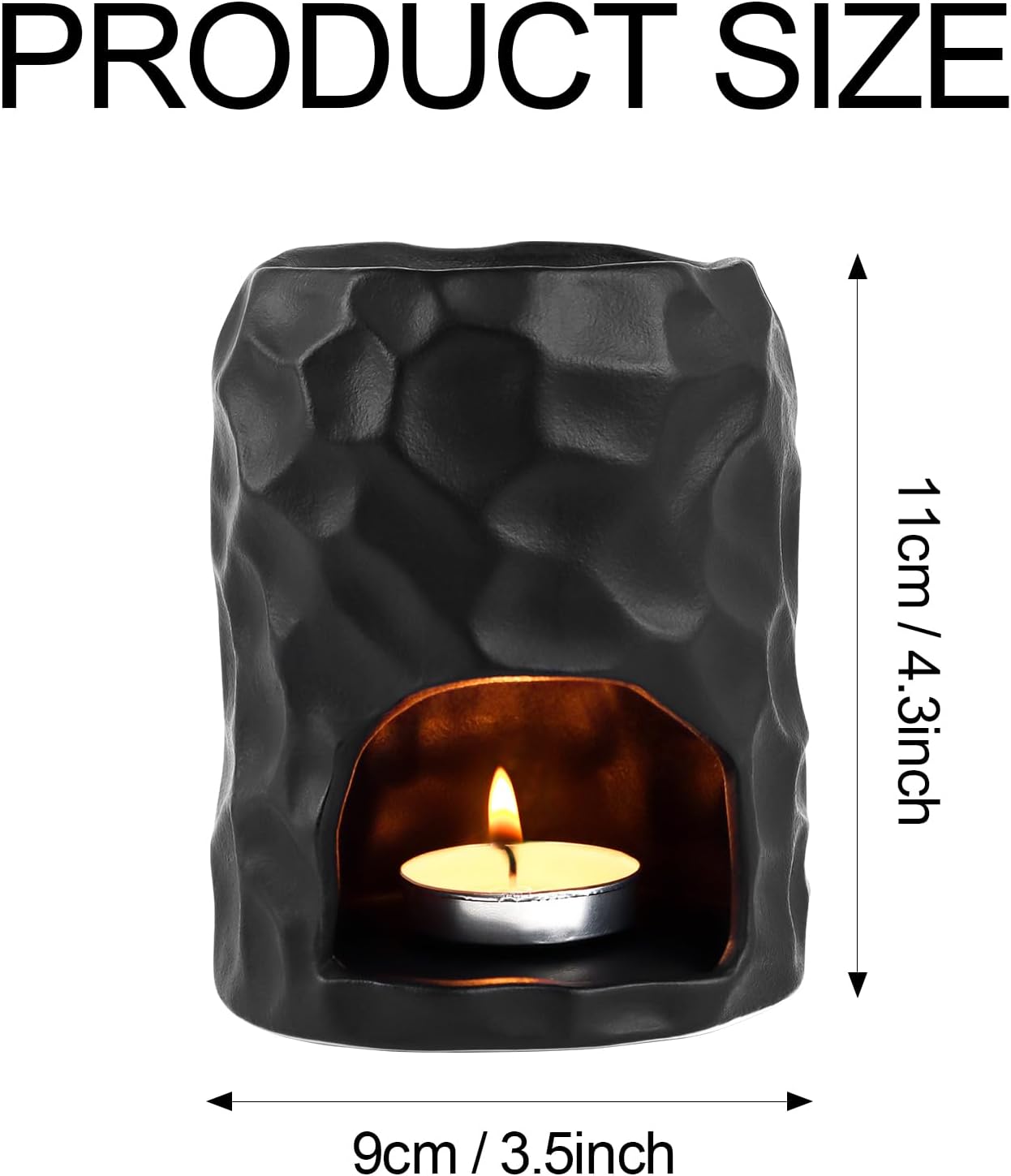 Ceramic Fragrance Lamp Tea Light for Essential Oils, Minimalist Fragrance Light, Aroma Lamp, High-Quality Oil Lamp, Tea Light, Oil and Wax Diffuser, Fragrance Oil Lamp, Matte Black