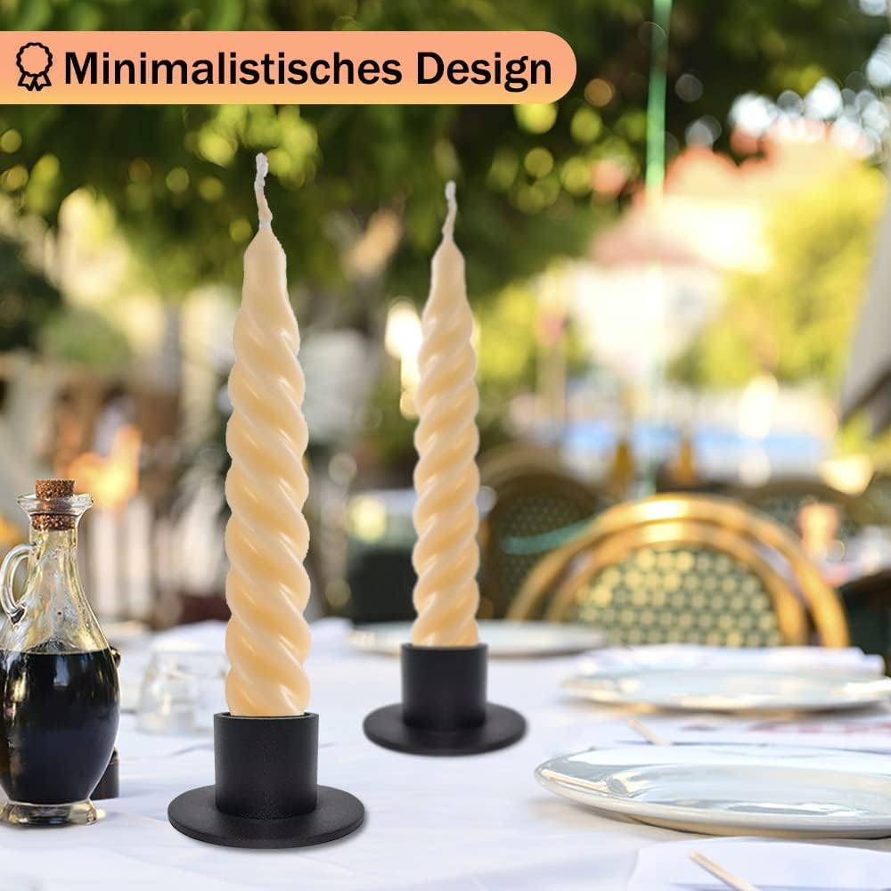 Set mit 4 schwarzen Kerzenhaltern, Retro-Kerzenlicht-Dinner-Kerzenhalter, für Wohn-, Esszimmer- und Schlafzimmerdekoration, Kamindekoration(Neue Verpackung)