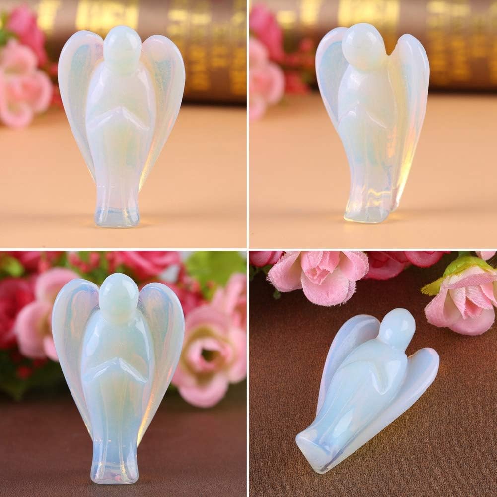 Watris Veiyi Schutzengel Figur, 3.8cm/1.5in Engel Figur Edelsteine, Opal Stein Engelfiguren Deko, für Schreibtisch Hauptdekoration Glücksbringern
