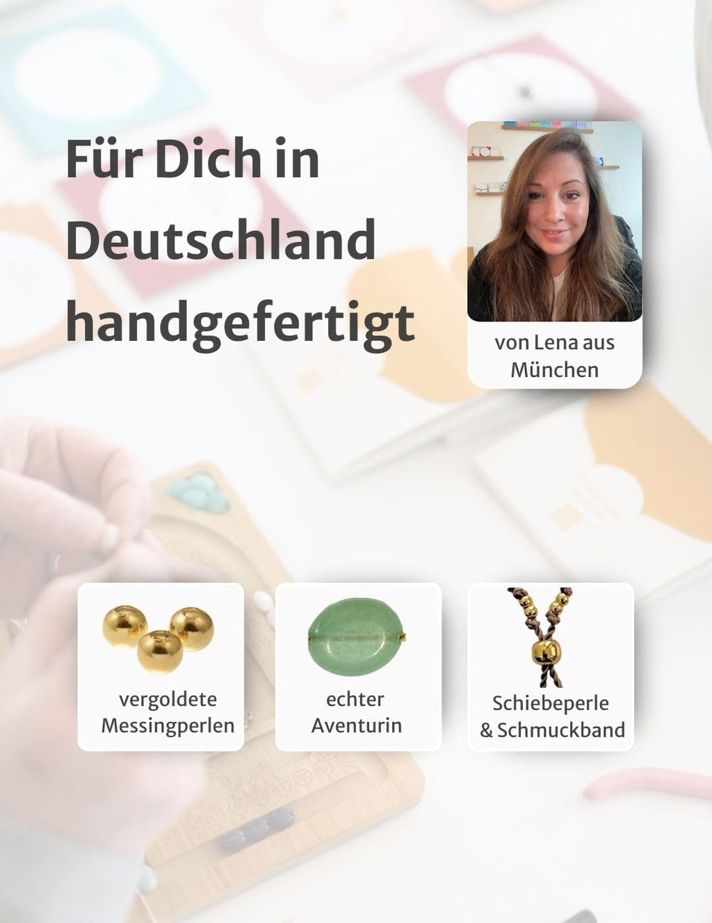 happymaker - Edelstein Armband Damen, handgefertigt in Deutschland mit Goldperlen, Geschenkkarte und Geschenkverpackung, Mutmacher Geschenk