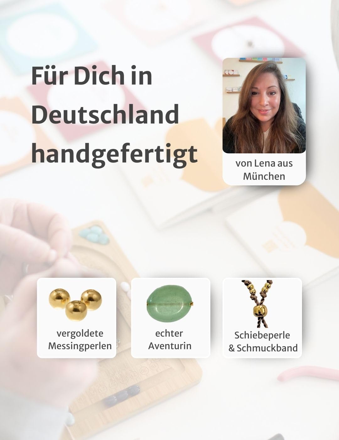 happymaker - Edelstein Armband Damen, handgefertigt in Deutschland mit Goldperlen, Geschenkkarte und Geschenkverpackung, Mutmacher Geschenk