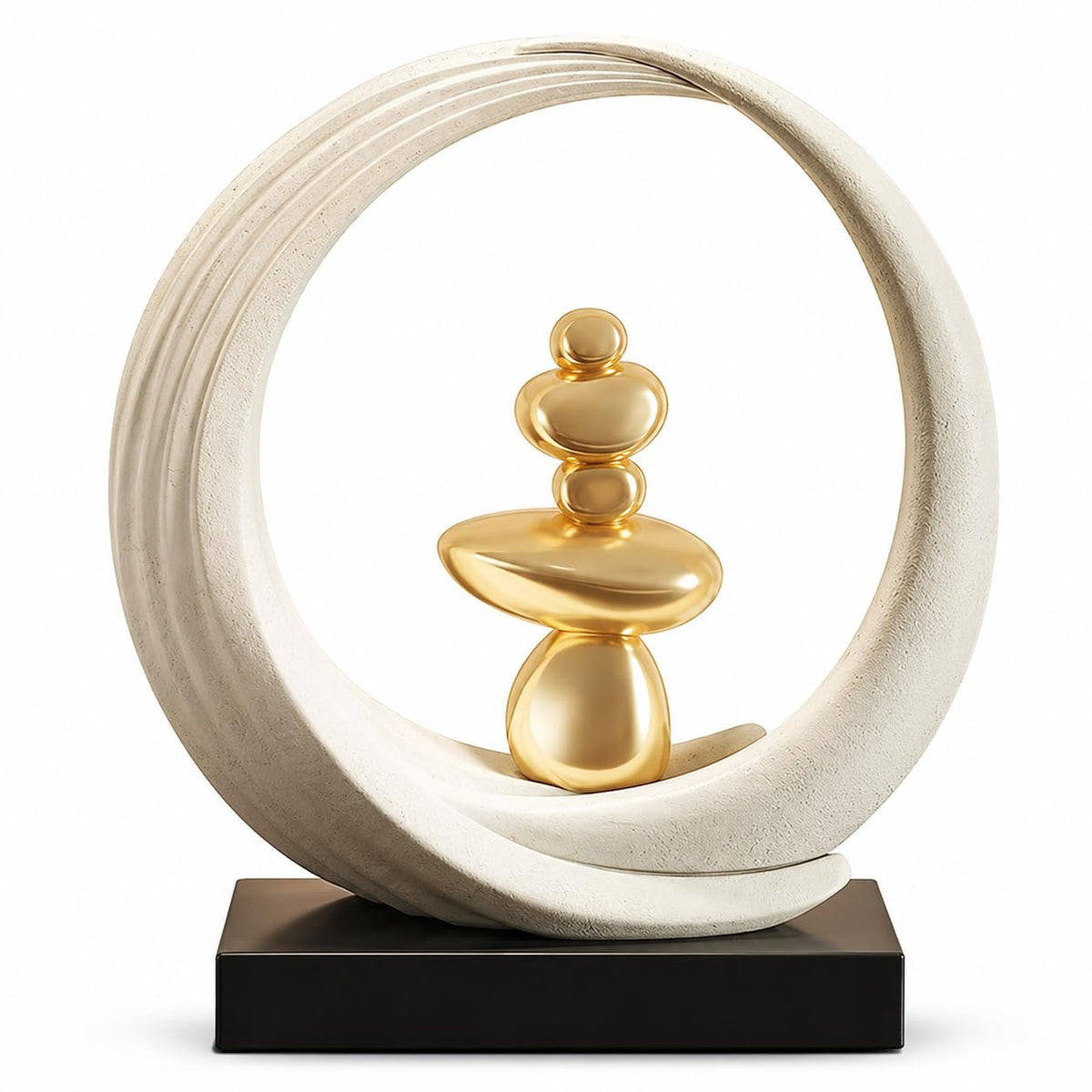 Feng Shui Wealth Statue, Lucky Circular Decorations,Ideal for Attracting Wealth Spiritual Decor, for Living Room, Office, Shelves (Gold and Multicolored)