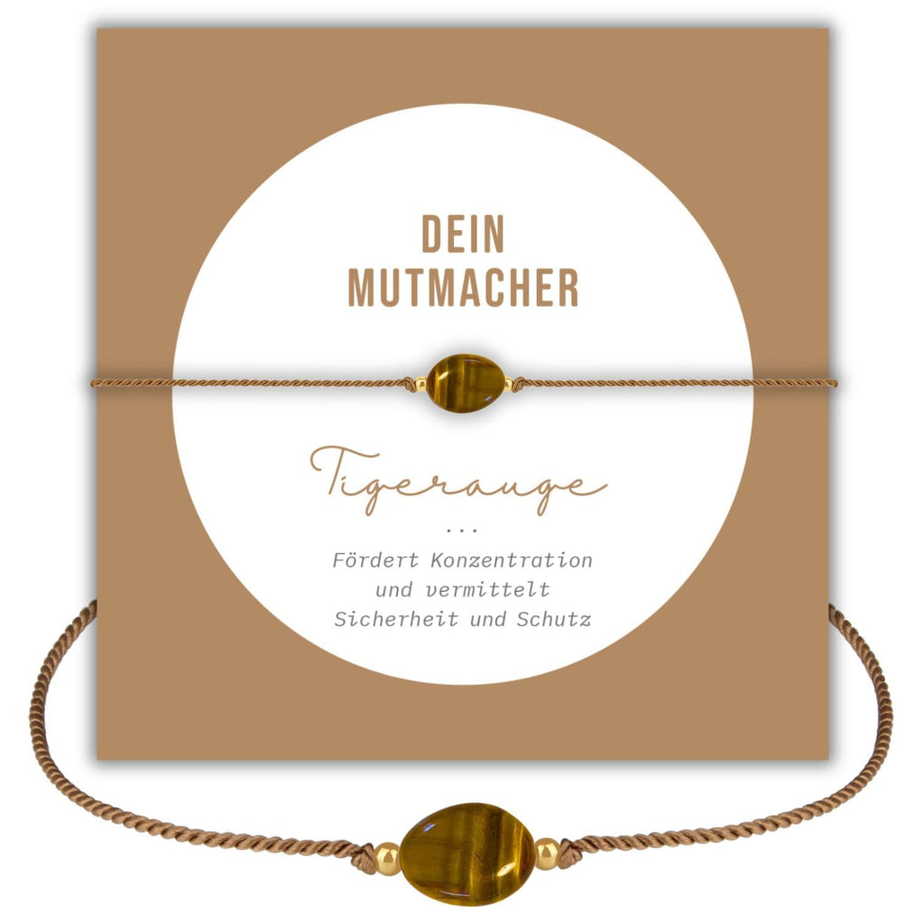 happymaker - Rosenquarz Armband Damen, handgemacht in Deutschland, Edelstein Armband rosa mit vergoldeten Perlen, Geschenkverpackung als Kraftgeber Geschenk für Frauen und Mädchen