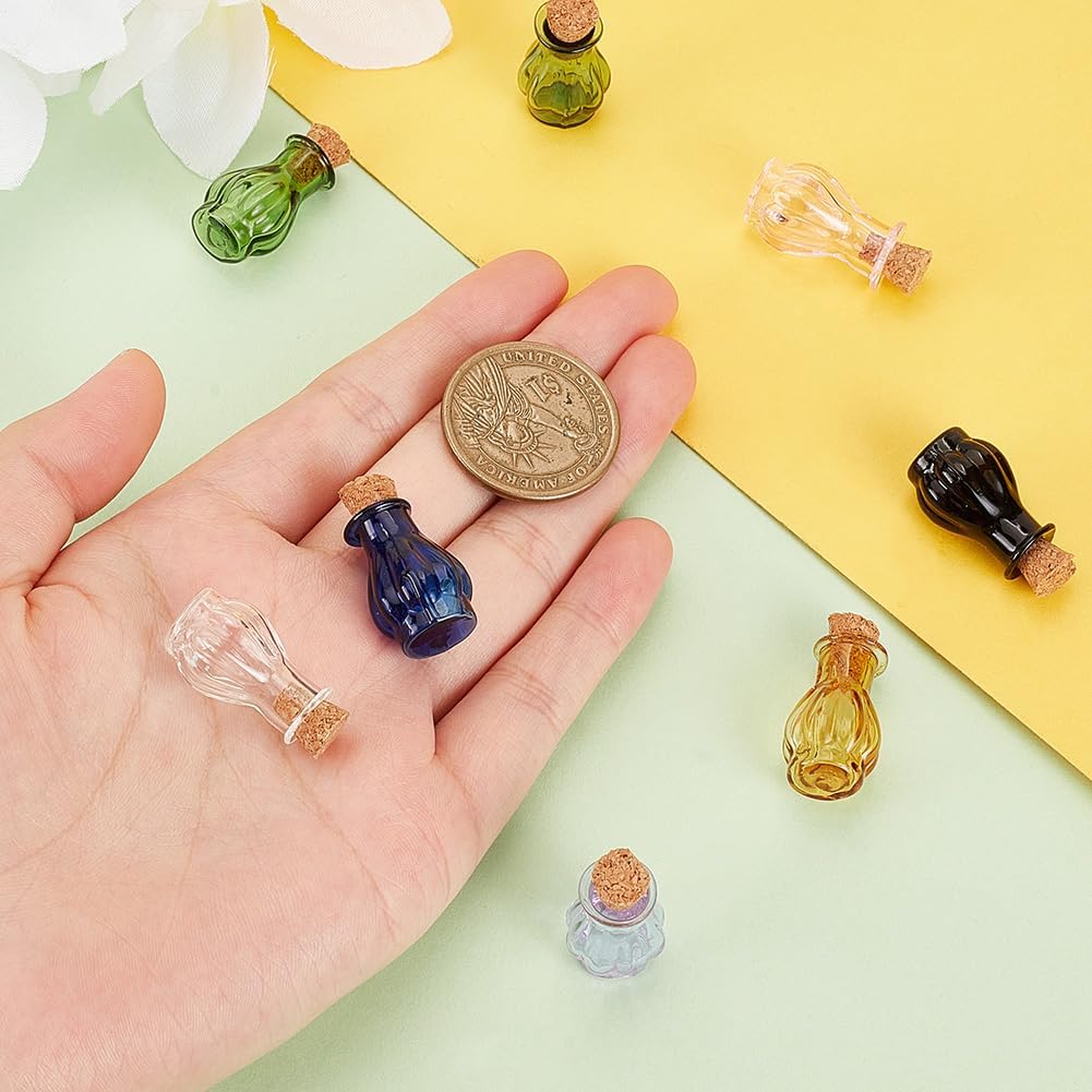 PH PandaHall 8 farbige Kleine Zaubergläser 8 Farben Mini Glasflaschen Niedliche Wunschflaschen Mit Korkstopfen Miniatur Flasche Für Party Hochzeit DIY Dekoration Schmuckherstellung