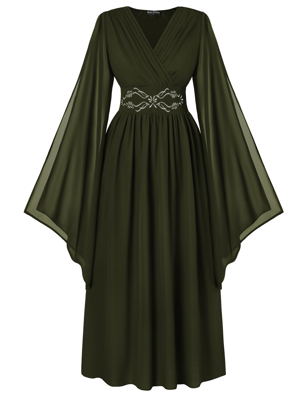 Scarlet Darkness Women's Renaissance Costume Wrap V Neck Medieval Dress Split Bell Sleeve Embroidery Fairy Dresses