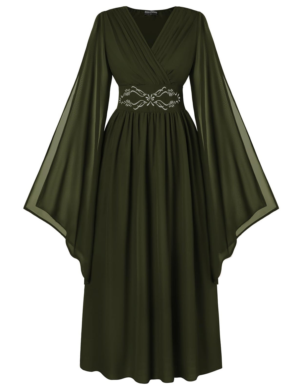 Scarlet Darkness Women's Renaissance Costume Wrap V Neck Medieval Dress Split Bell Sleeve Embroidery Fairy Dresses