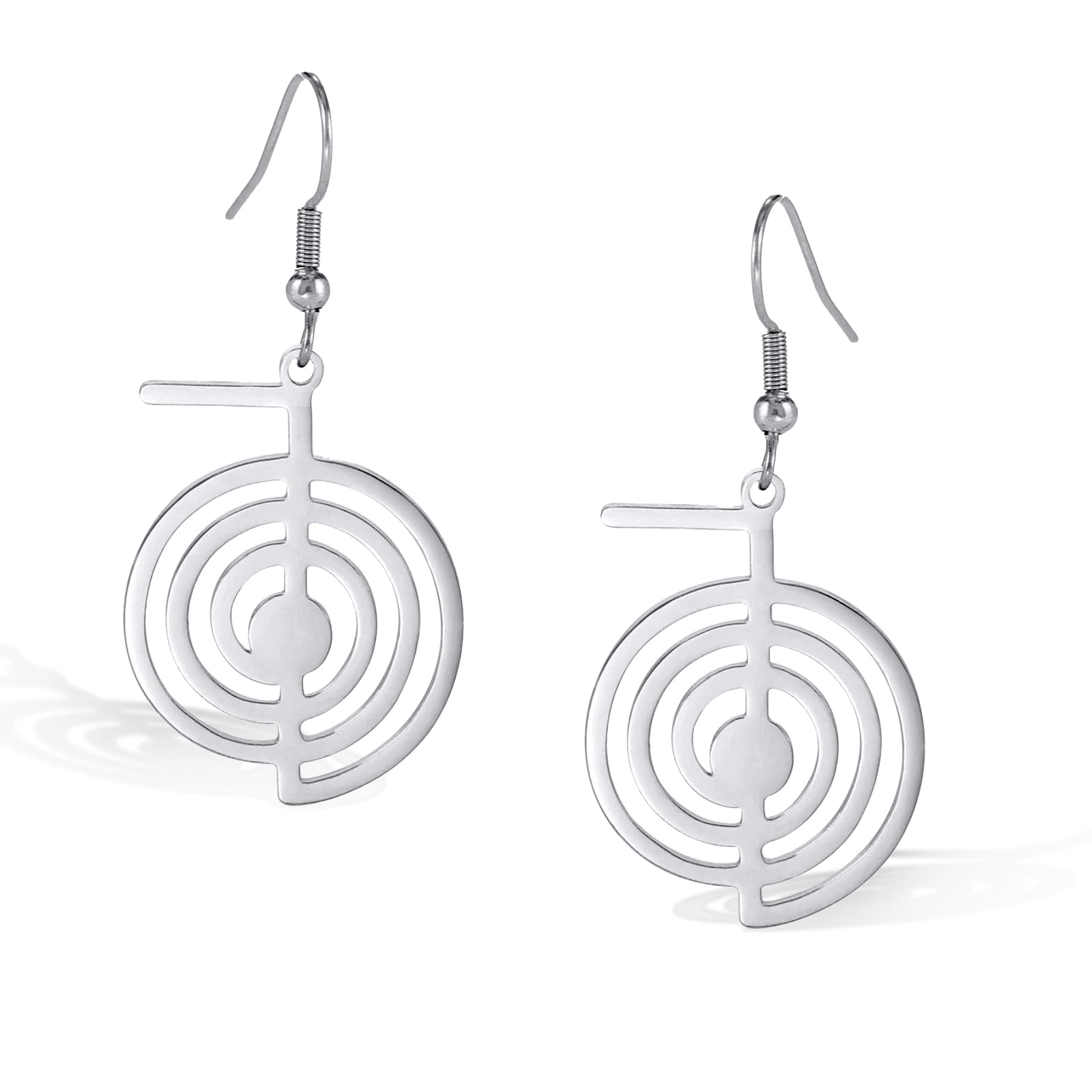 VASSAGO Cho Ku Rei Reiki Halskette Heilige Energie Symbol Yoga Heilige Geometrie Power Reiki Halskette Tropfen Ohrringe für Frauen Meditationsschutz Amulett