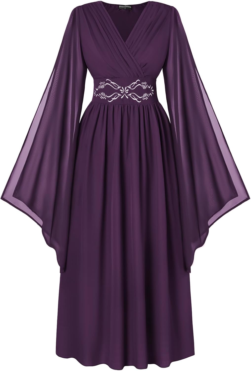 Scarlet Darkness Women's Renaissance Costume Wrap V Neck Medieval Dress Split Bell Sleeve Embroidery Fairy Dresses