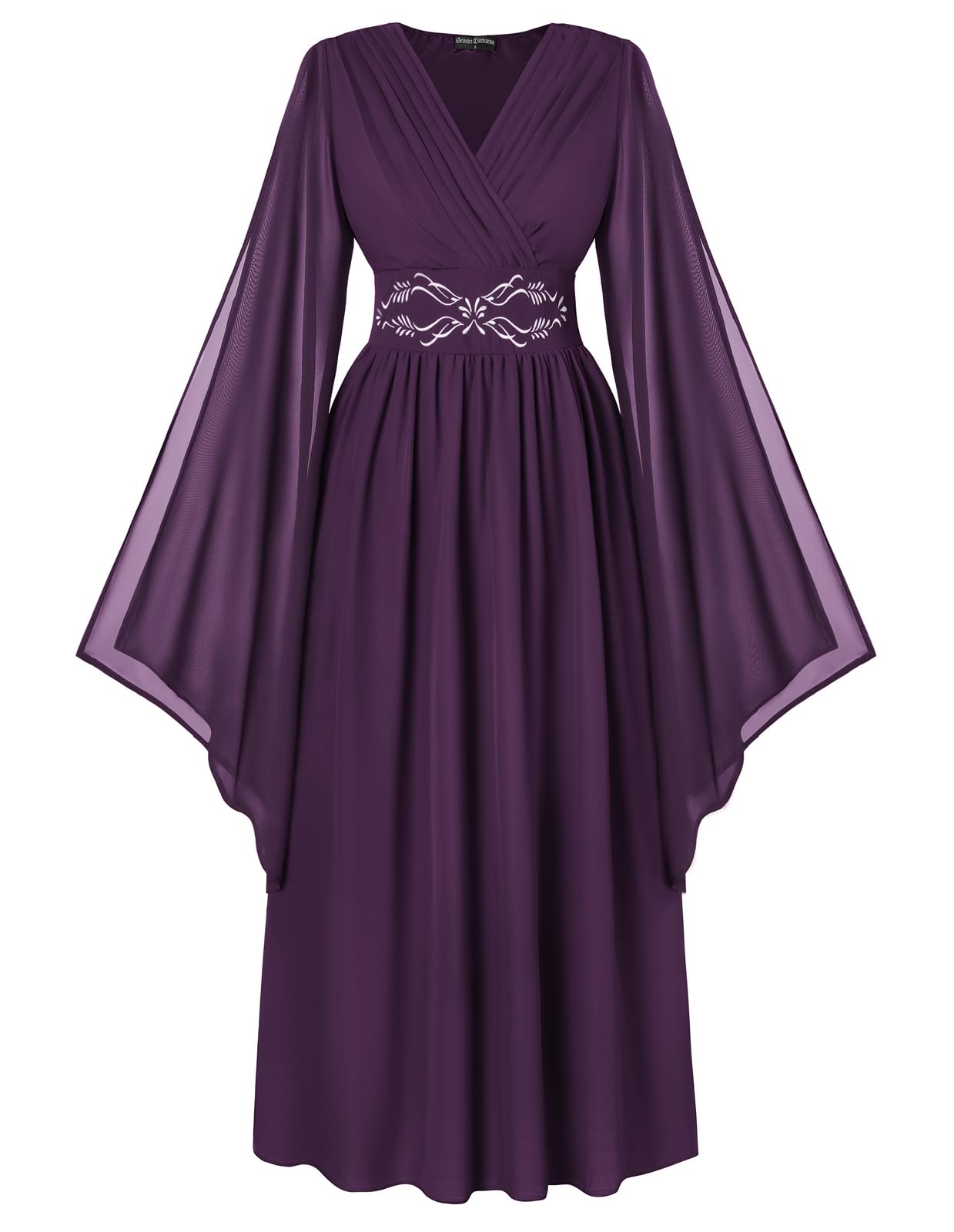 Scarlet Darkness Women's Renaissance Costume Wrap V Neck Medieval Dress Split Bell Sleeve Embroidery Fairy Dresses