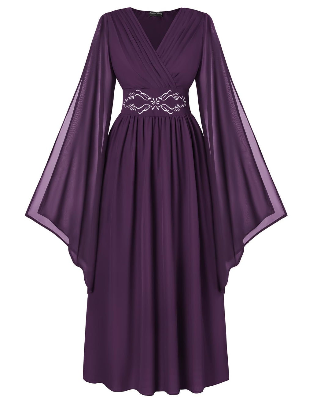 Scarlet Darkness Women's Renaissance Costume Wrap V Neck Medieval Dress Split Bell Sleeve Embroidery Fairy Dresses