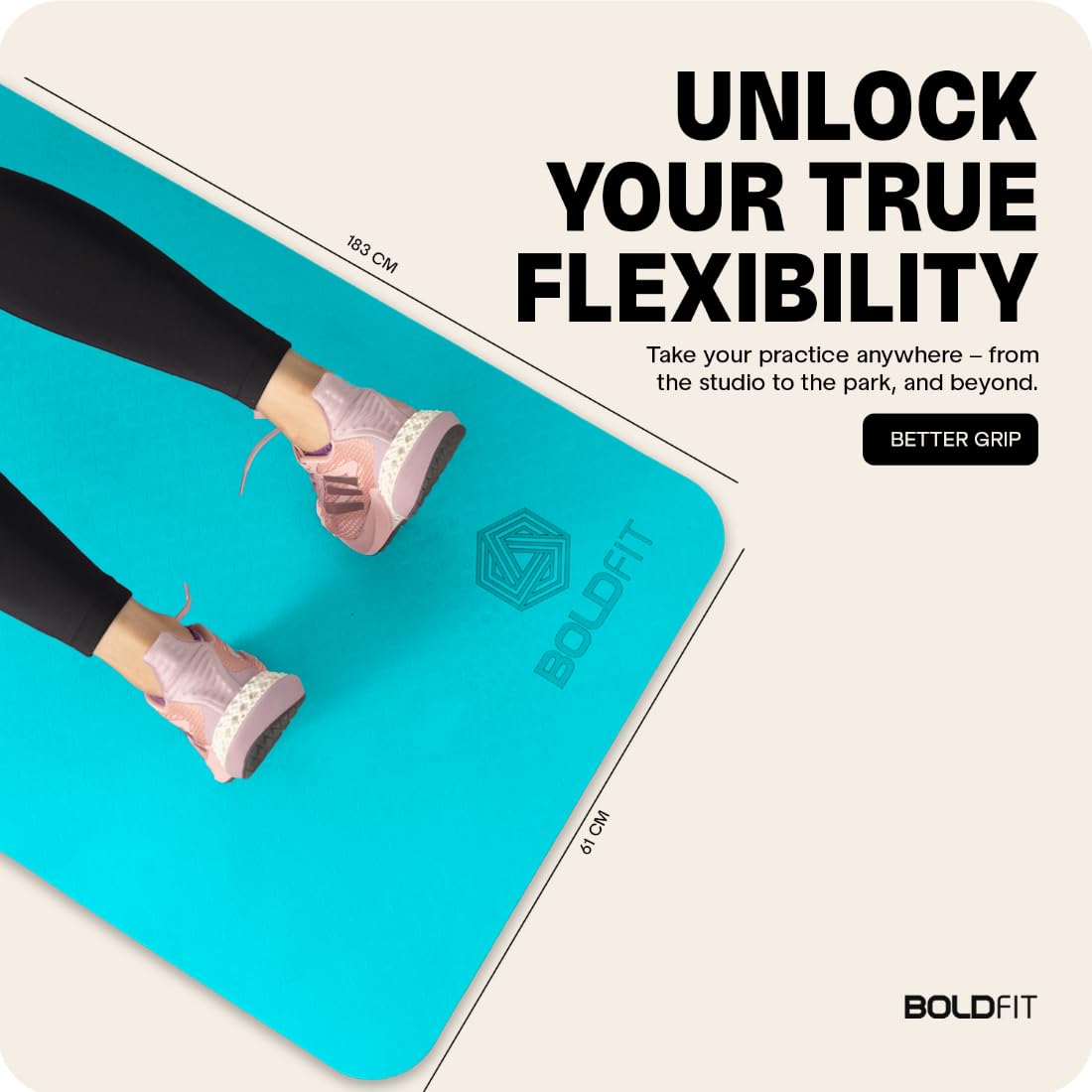 Boldfit Yoga Mat for Women and Men with Cover Bag TPE Material Extra Thick Exercise Yoga Mat for Men for Workout, Yoga, Fitness, Exercise Mat Anti Slip Mat, -Yoga Mat Gym Mat 6mm -Blue Pink