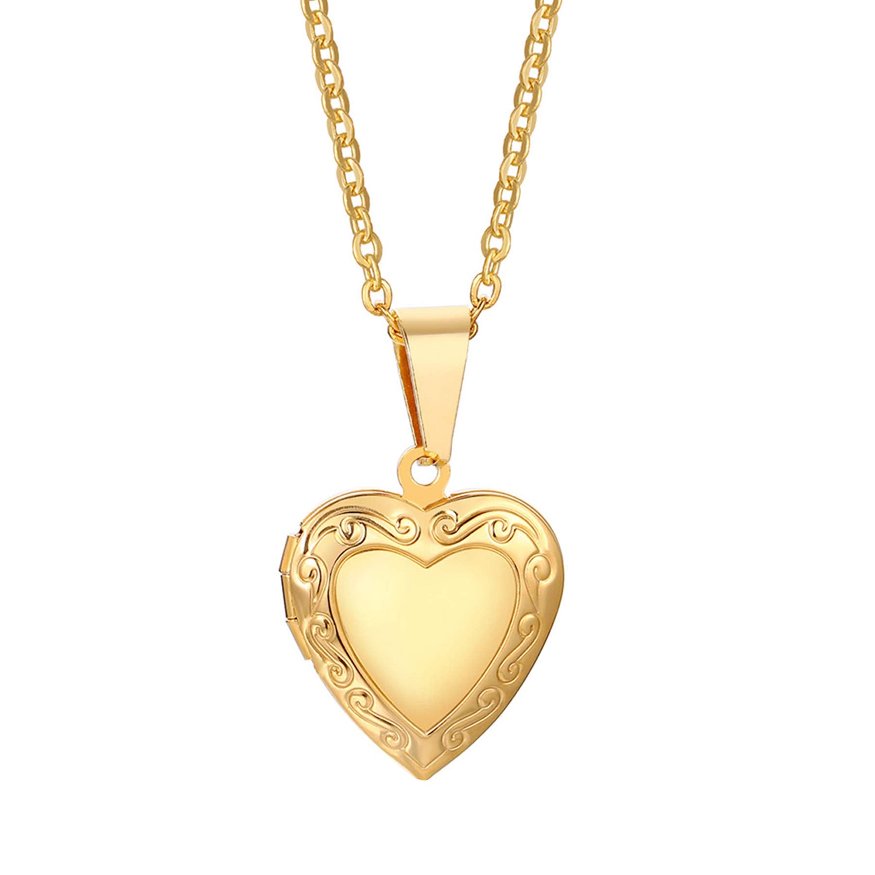 Cupimatch Heart Locket for Opening: Chain with Heart Necklace Pictures Photo Pendant Women's Amulet Necklace Stainless Steel Hinged with 45 cm Chain