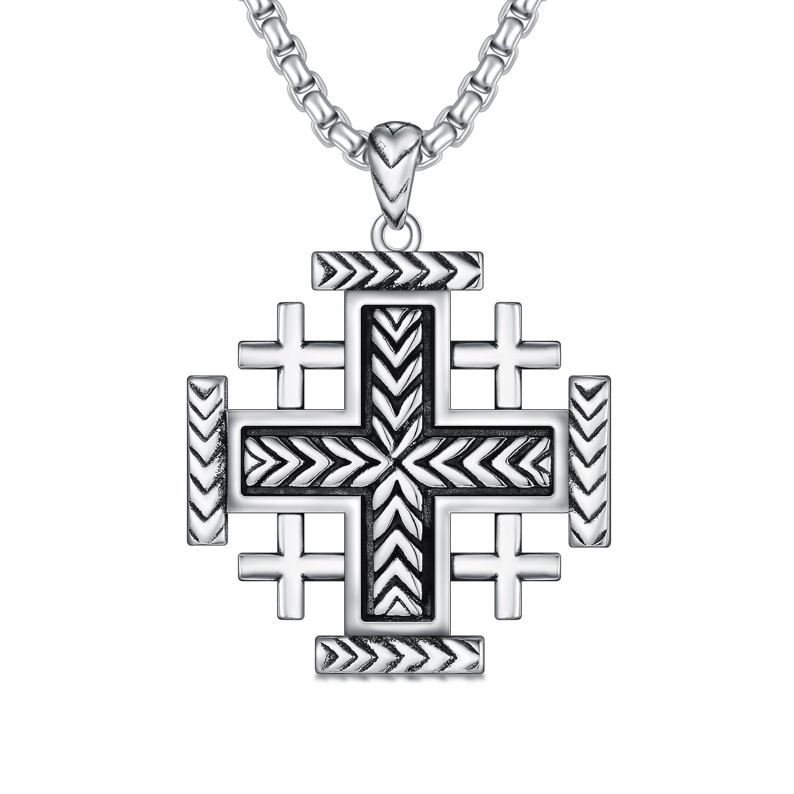 ROMANTICWORK Kreuz Kette 925 Sterling Silber Kreuz Halskette Kreuz Anhänger Christlicher Religiöser Gotischer Kreuz Schmuck Geschenke für Herren Männer Damen
