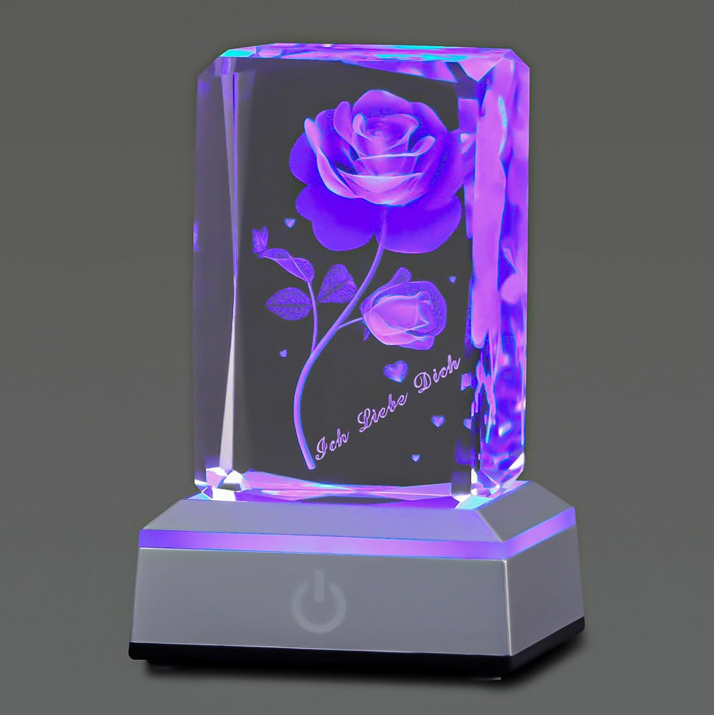 YANFEYHA 3D Rose Kristall Mehrfarben-Nachtlicht Ich liebe dich Decolamp,Muttertag Geschenk Ideen für Mutter Frau von Tochter Ehemann, Valentinstag Geburtstag Geschenk für Freundin Paar sie