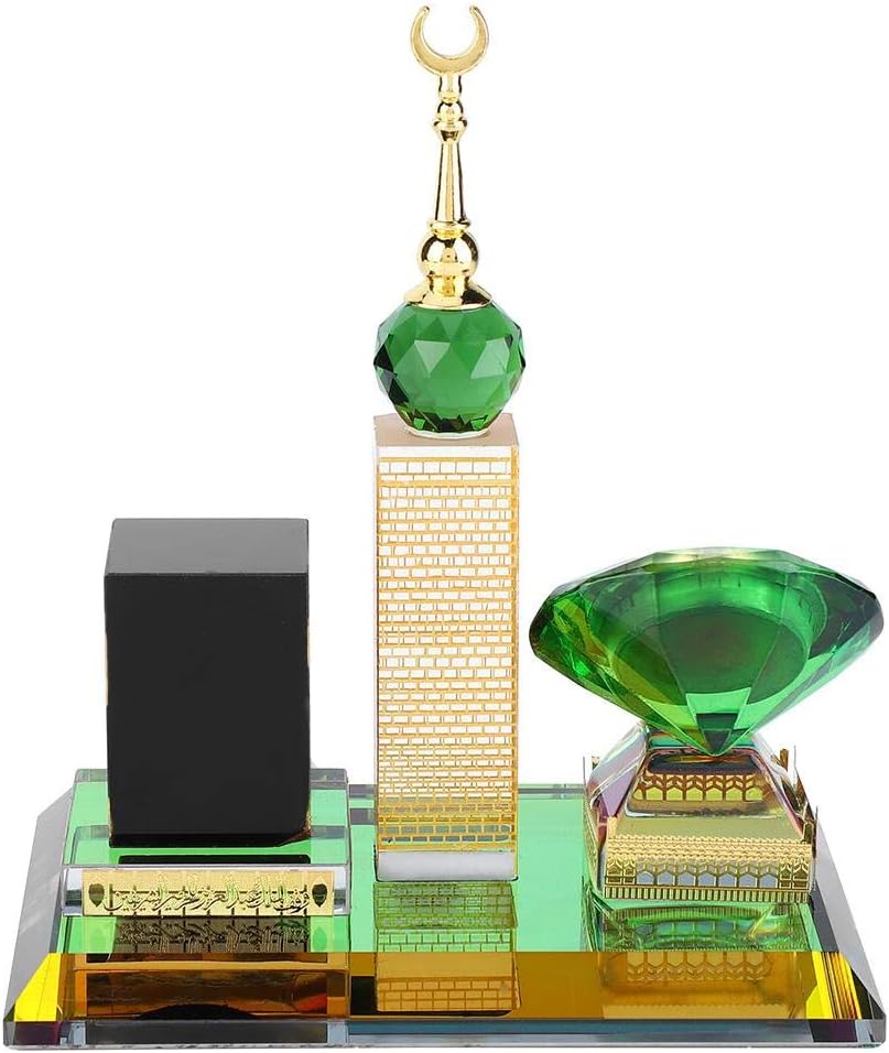Oumefar Muslim Kaaba Clock, Tower Islamic Model Buddhist Mosque Miniature Model for Car Ornament Home Office Table Decoration Home Kitchen Décor Products Accents Collectible Vehicles Handmade with