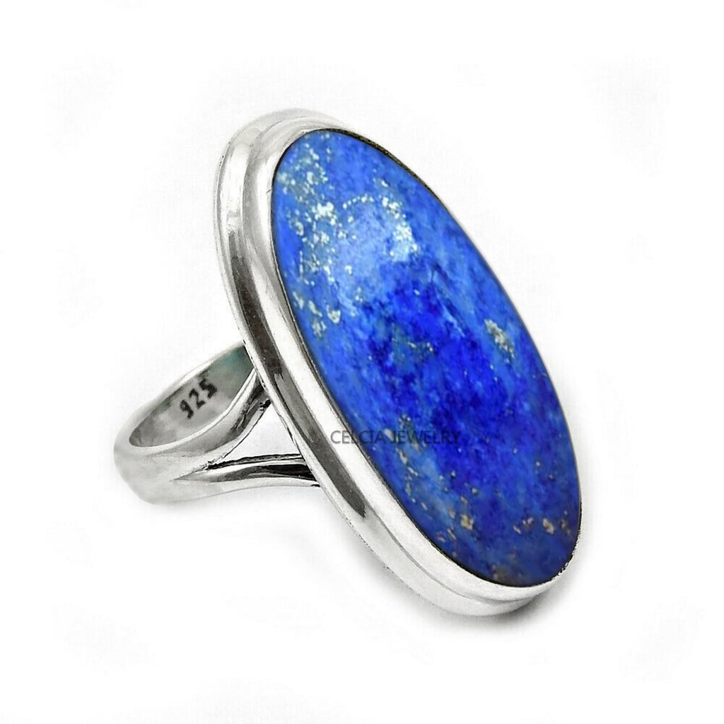 Large Oval Gemstone Handmade Jewellery, 925 Sterling Silver Tribal Ring, Engagement Gifts for Couples, Birthday Gifts for Men, Fathers Day Gifts, Promise Ring, Men's Gifts (Size 7.5, Charoite)