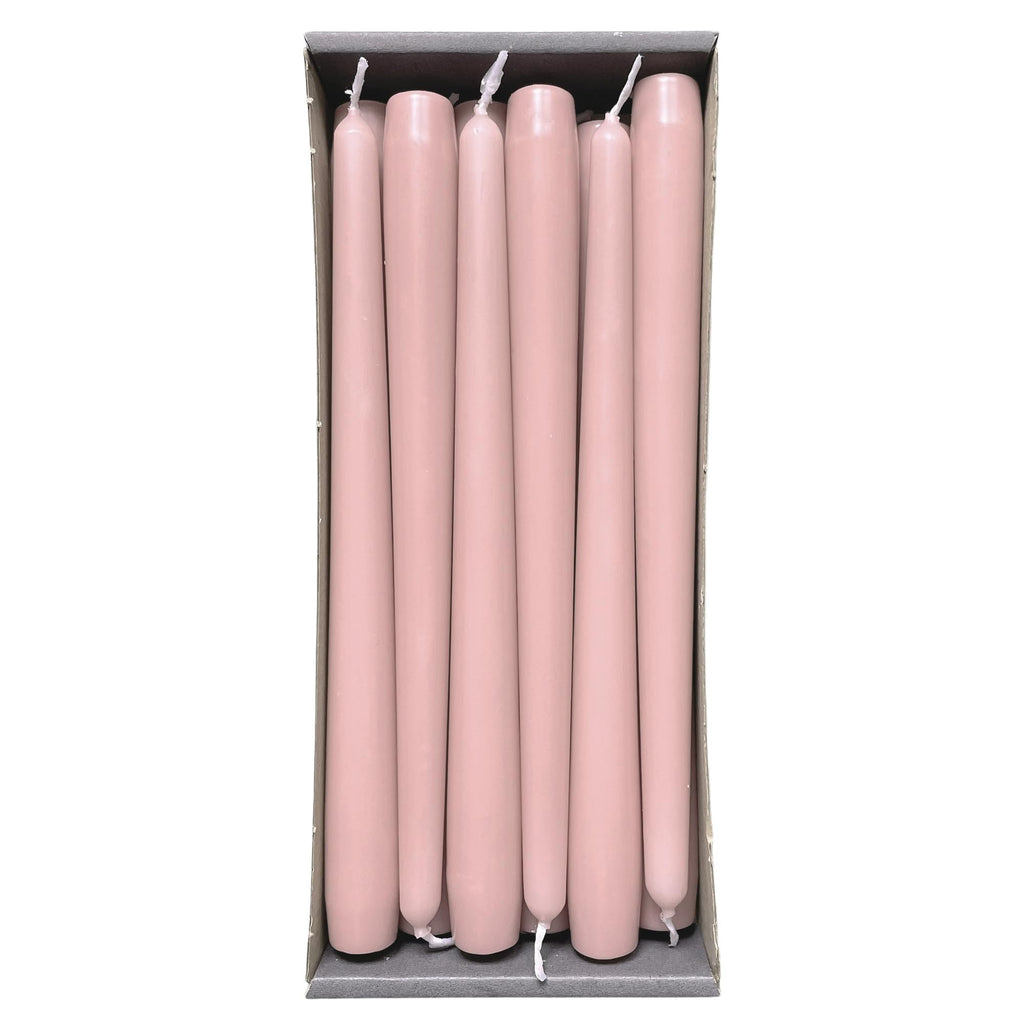 Nordring Pack of 12 Taper Candles 2.3 cm x 25 cm High Antique Pink - RAL Certified, Drip Free & Low Smoke, Approximately 8 Hours Burn Time - Table Decoration & Candlestick