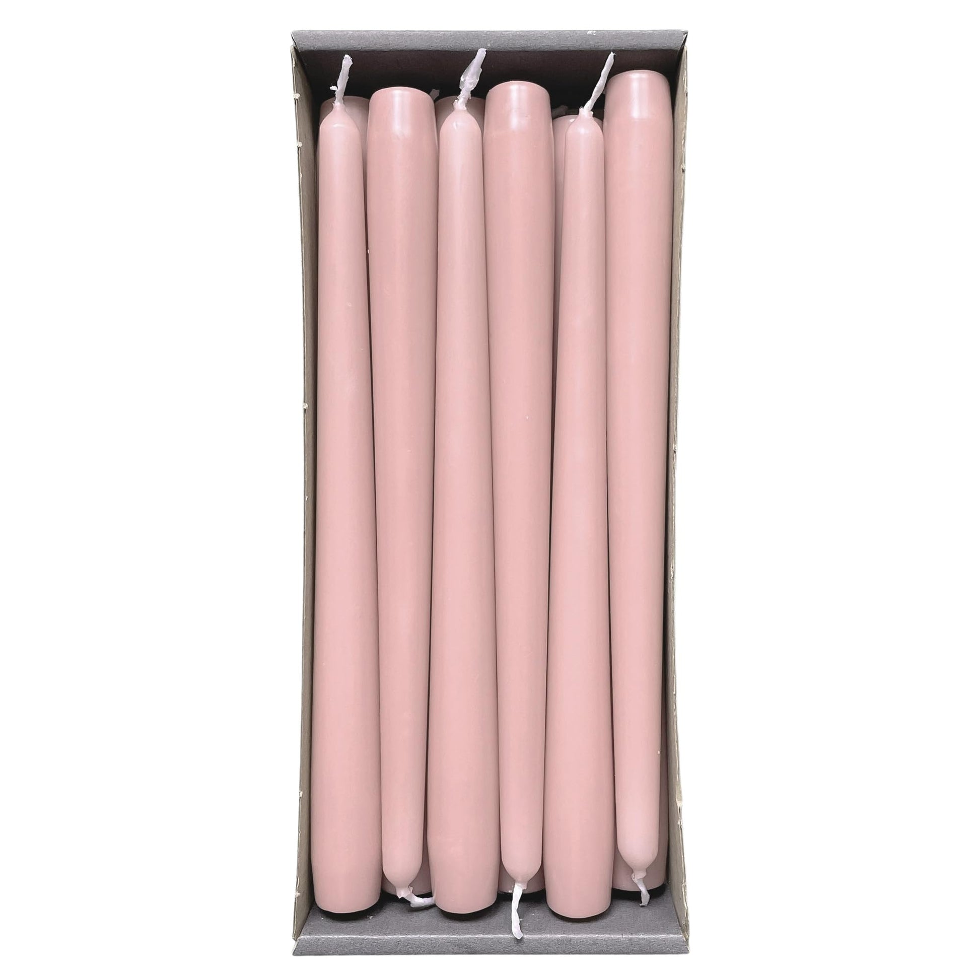 Nordring Pack of 12 Taper Candles 2.3 cm x 25 cm High Antique Pink - RAL Certified, Drip Free & Low Smoke, Approximately 8 Hours Burn Time - Table Decoration & Candlestick