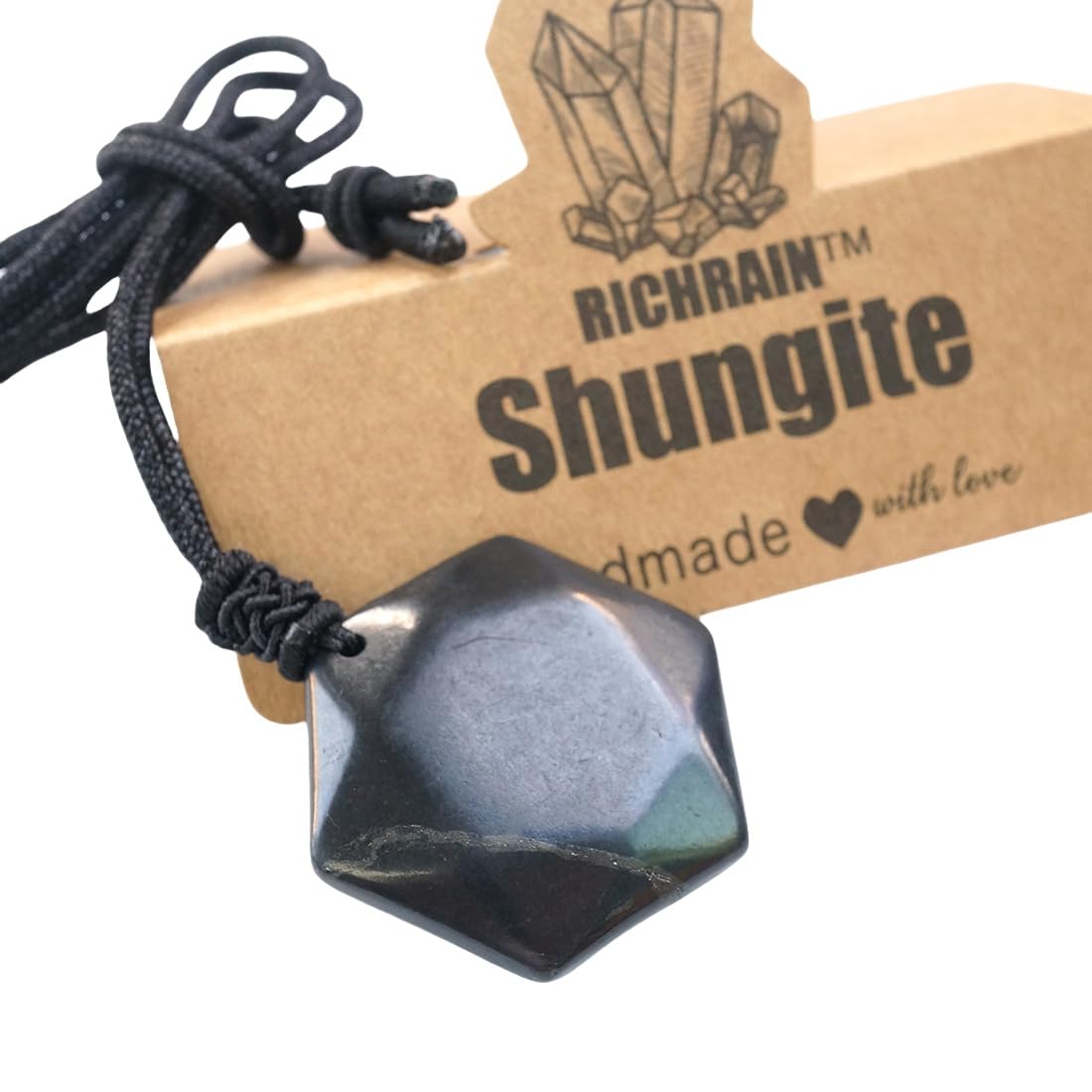 RICHRAIN Halskette mit Anhänger aus echtem natürlichem Schungit, spirituelle Geschenke für Frauen, Kristallheilung, Kristallgeschenke für Männer (Tree of Life)