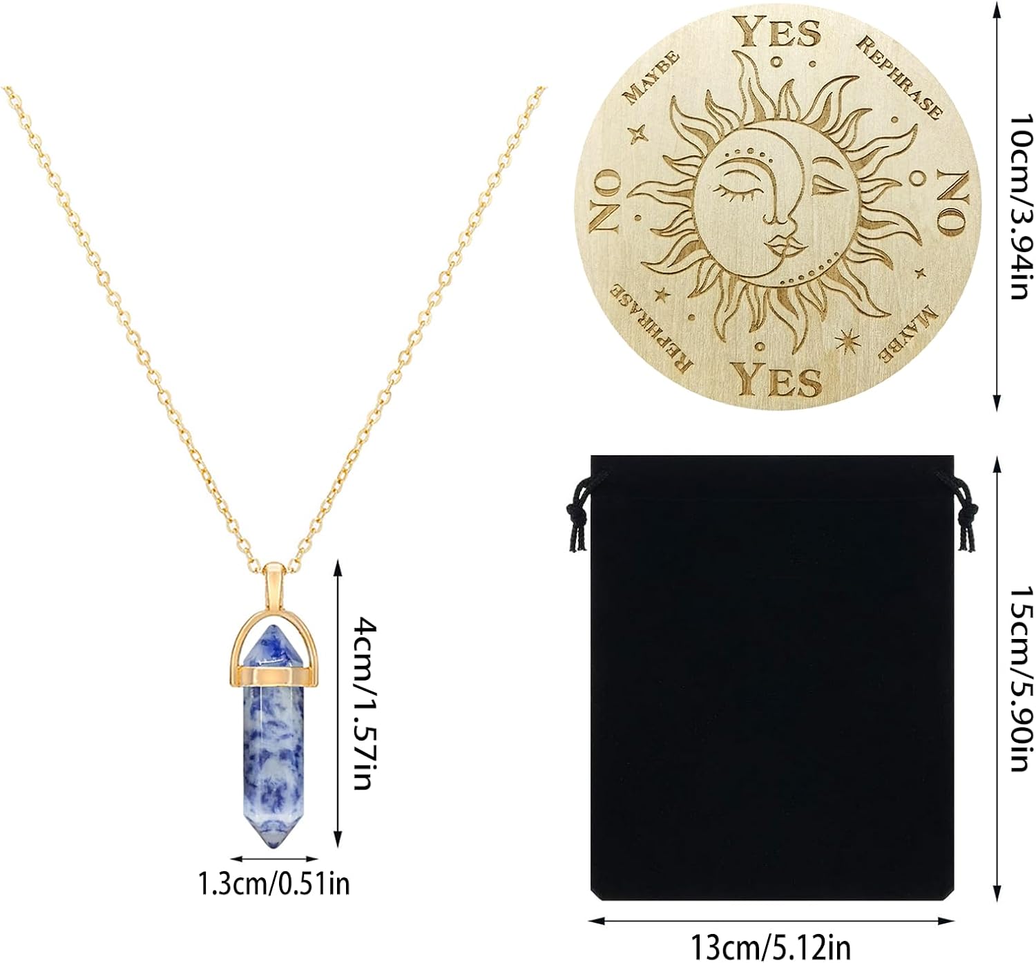 Pendel Brett Wünschelrute Wahrsagen Metaphysische Message Board Holz Brett mit Kristall Pendel Kristall Brett Wahrsagungs Brett Wünschelrute Pendel Halskette Hexerei