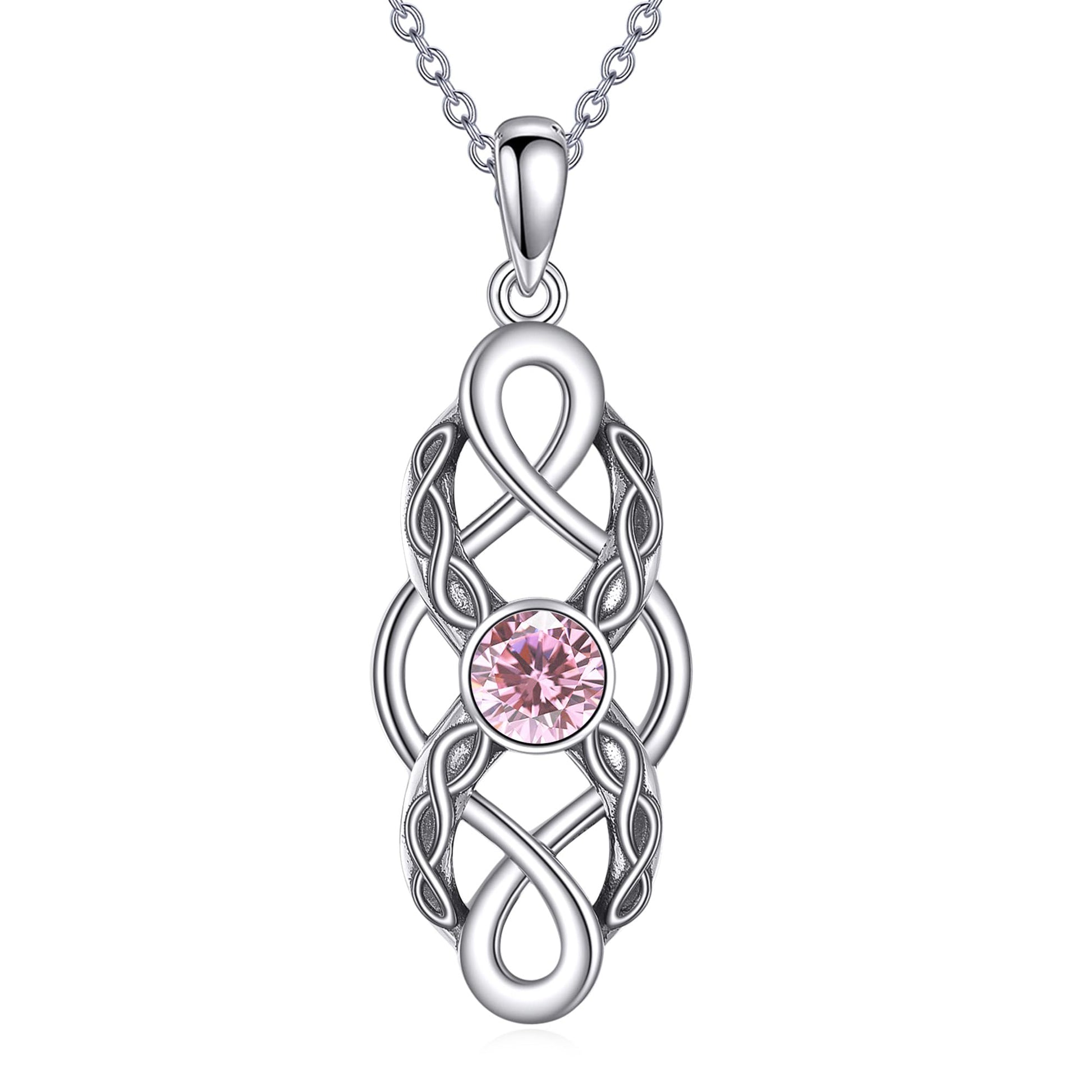 CUPENDA Keltischer Knoten Geburtsstein Halskette Sterling Silber Irische Keltische Anhänger Halskette Glücksschmuck für Frauen