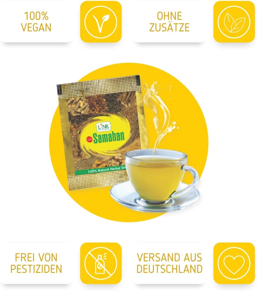 Link Natural Samahan Tee – Direktversand aus Deutschland – 100% Authentischer Ayurvedischer Kräutertee – 25 Beutel (100g)