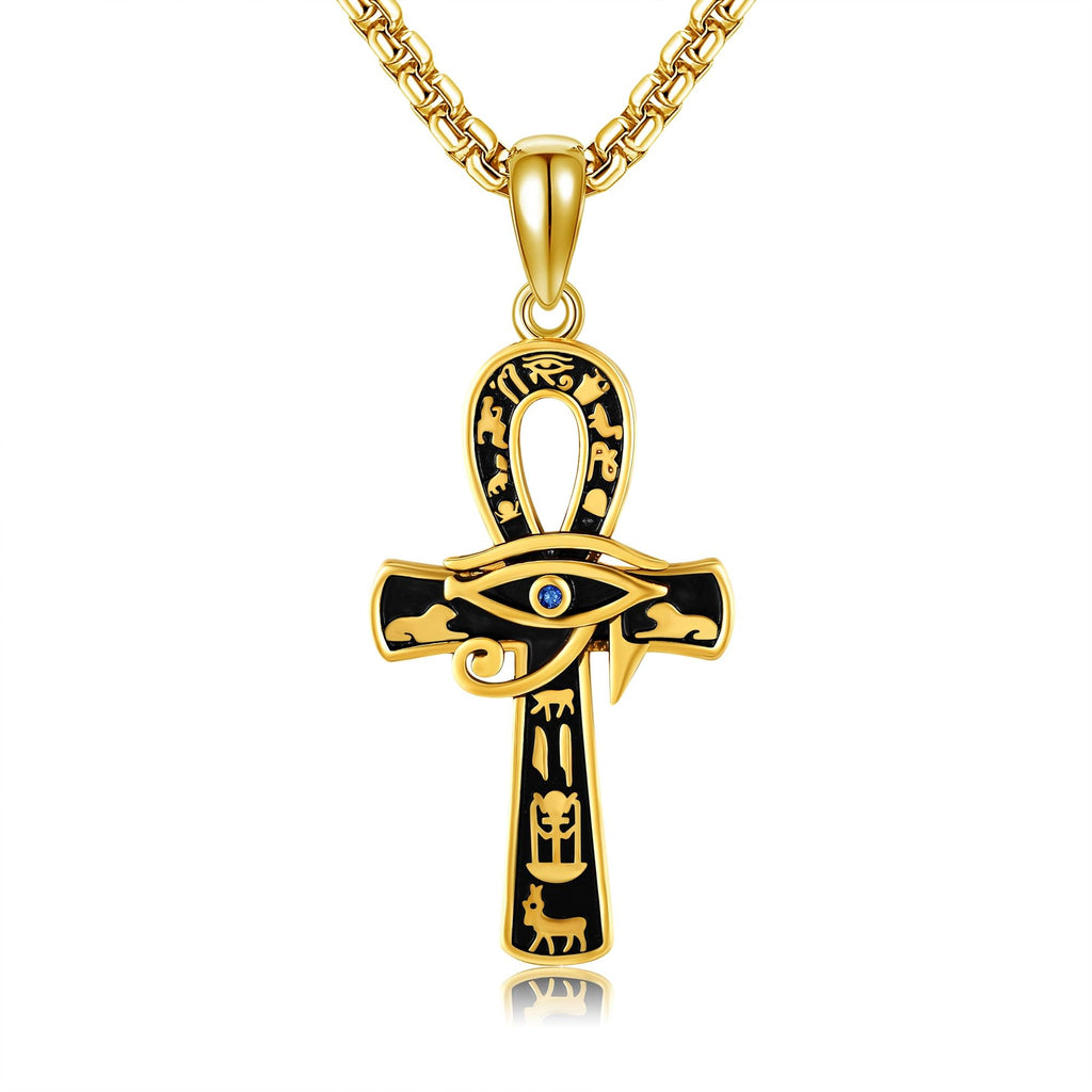 Ägyptischer Schmuck 925 Sterling Silber Hamsa/Böses Auge/Ankh/Anubis Anhänger Kette Ägypten Halskette Schmuck Geschenke für Damen Frauen Männer